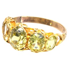 Regency 15ct Gold Ring Set with Five Chrysolites