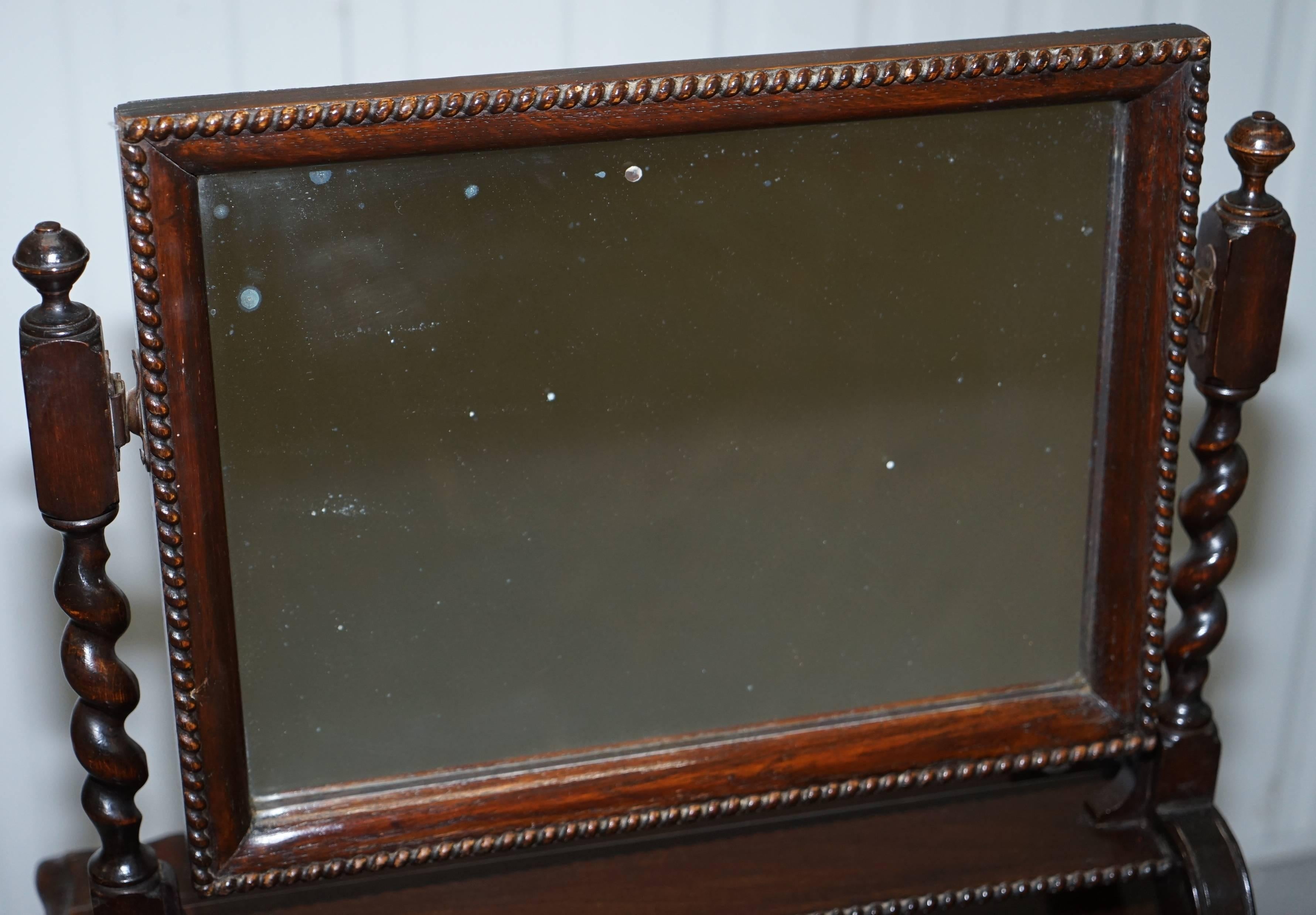 Regency 1815 Tabletop Cheval Mirror Original Plate Glass Barley Twist 4