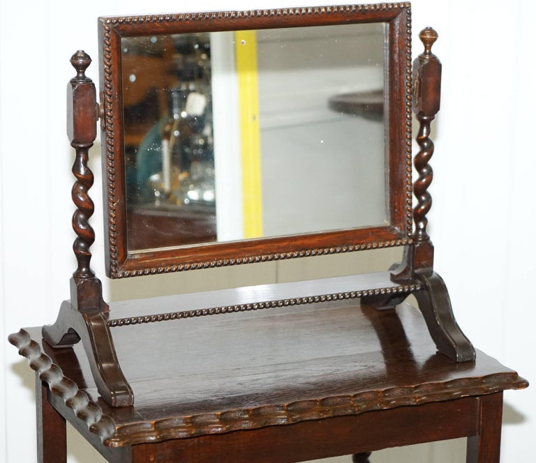 Regency 1815 Tabletop Cheval Mirror Original Plate Glass Barley Twist