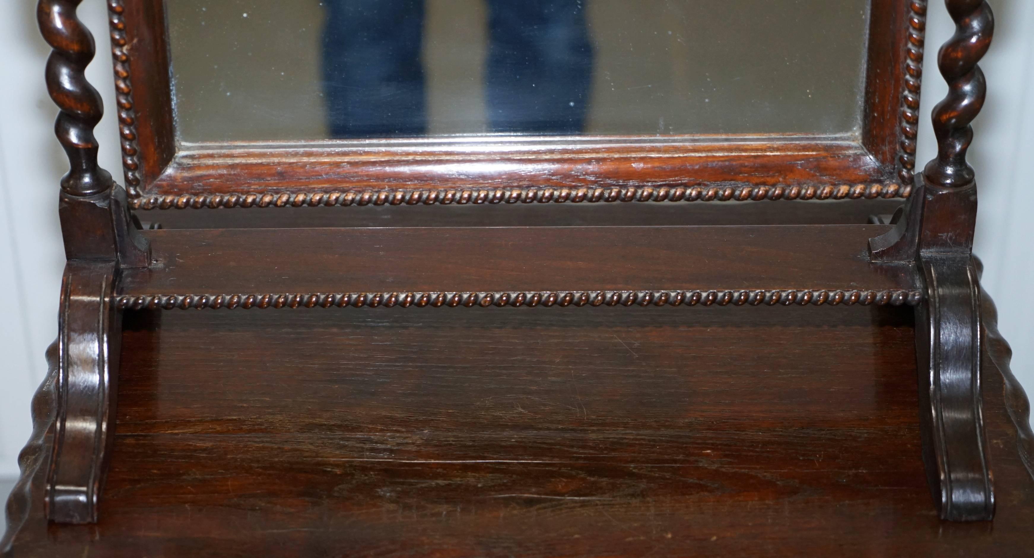 British Regency 1815 Tabletop Cheval Mirror Original Plate Glass Barley Twist