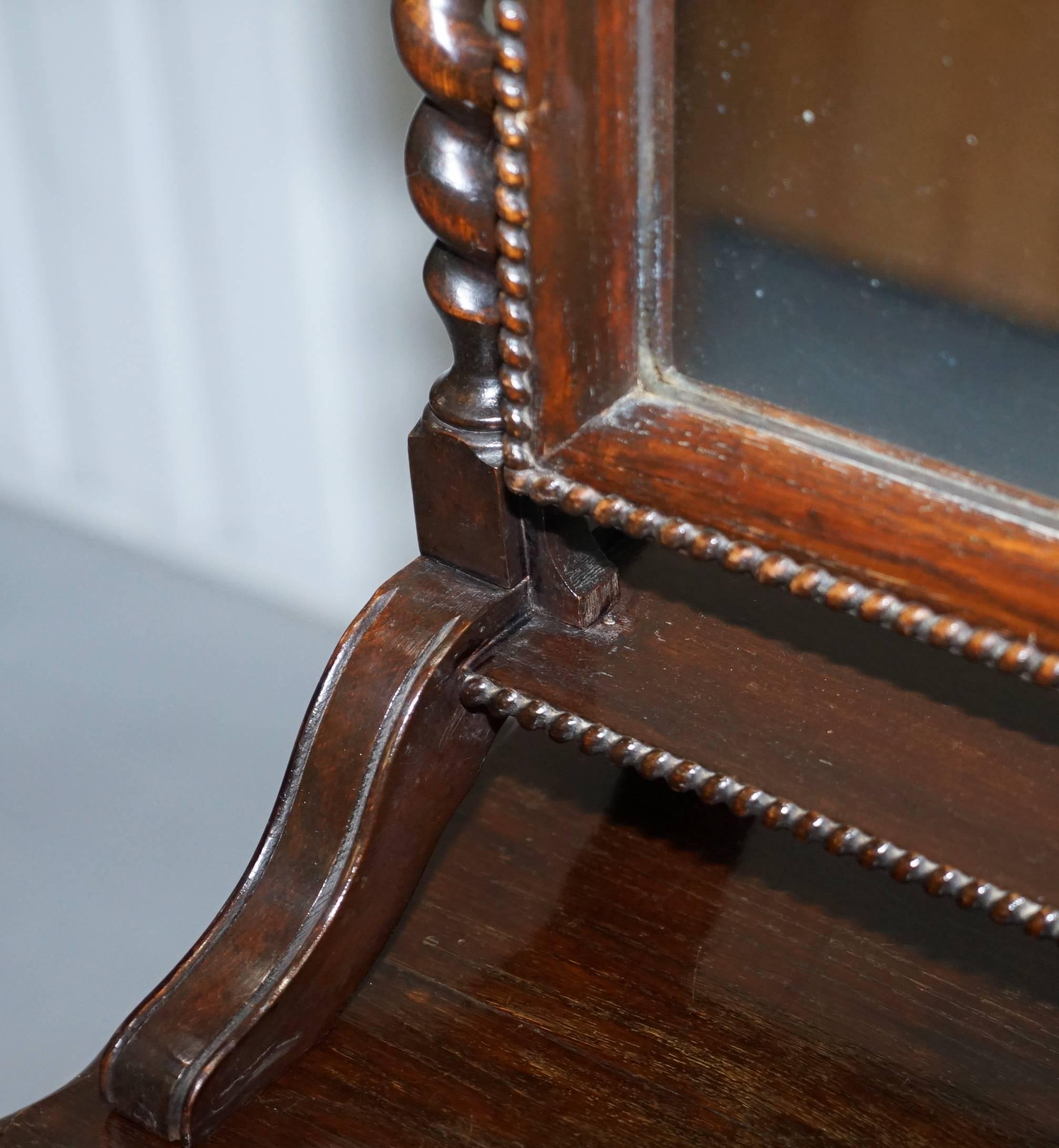 Hand-Carved Regency 1815 Tabletop Cheval Mirror Original Plate Glass Barley Twist