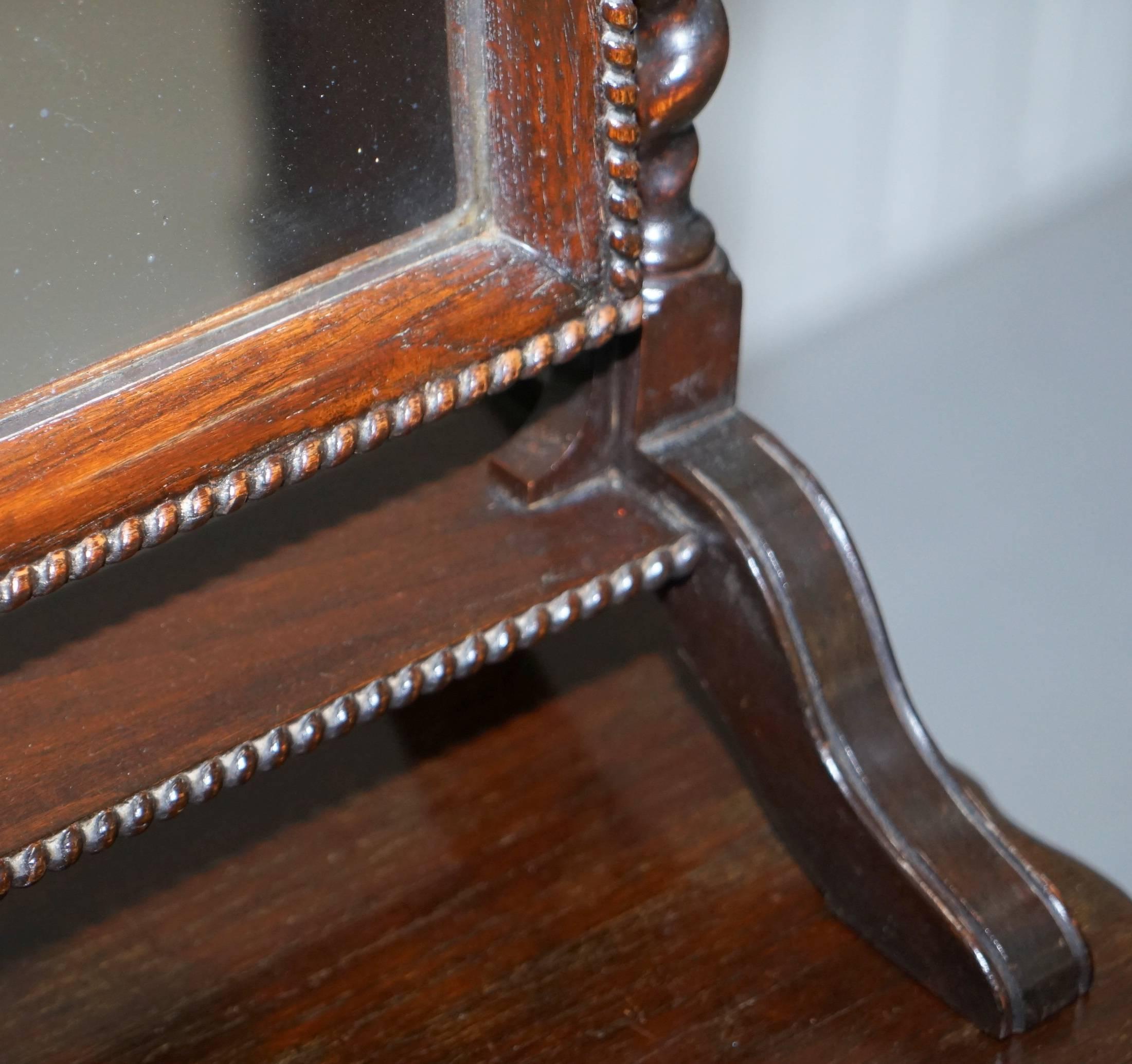 Early 19th Century Regency 1815 Tabletop Cheval Mirror Original Plate Glass Barley Twist