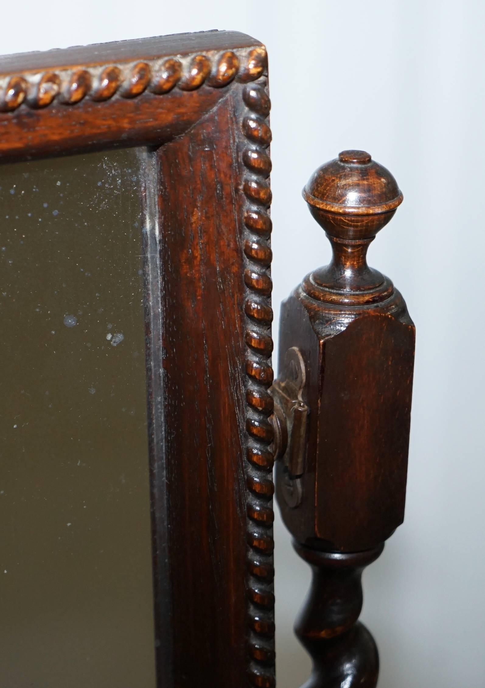 Regency 1815 Tabletop Cheval Mirror Original Plate Glass Barley Twist 1