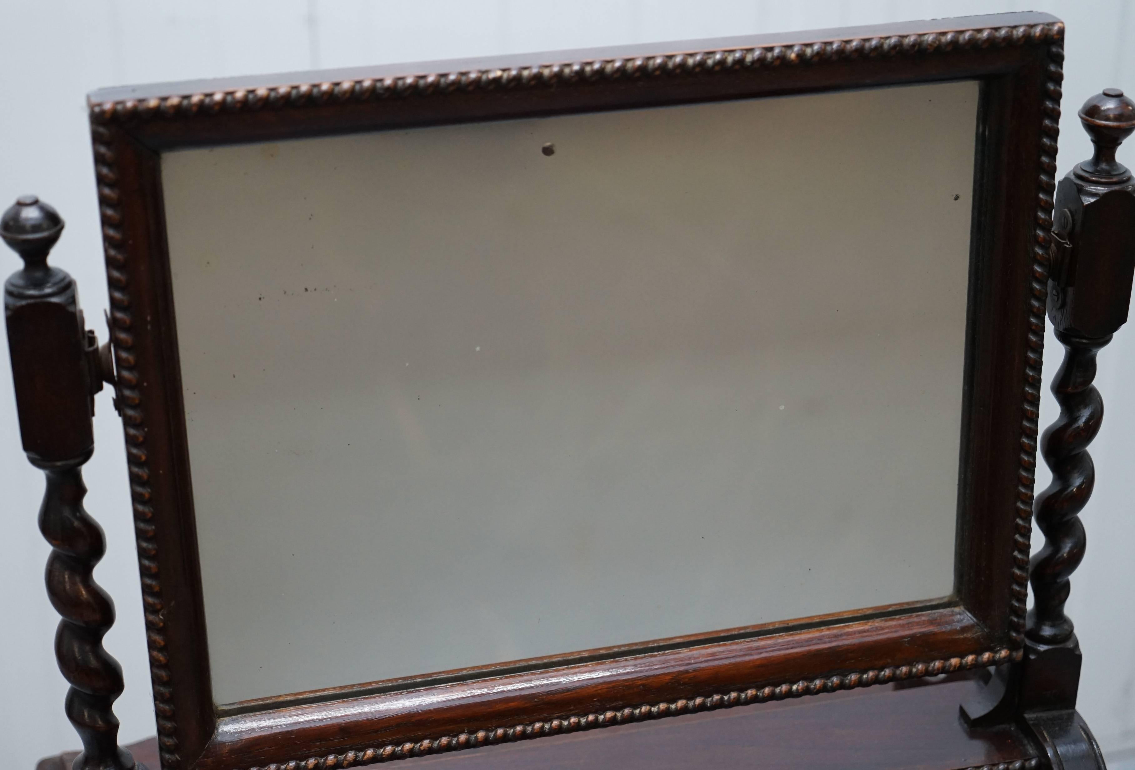 Regency 1815 Tabletop Cheval Mirror Original Plate Glass Barley Twist 3