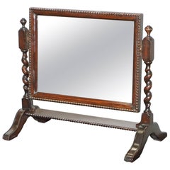 Miroir de table de style Régence 1815 à plateau ovale en verre d'origine avec torsion d'orge