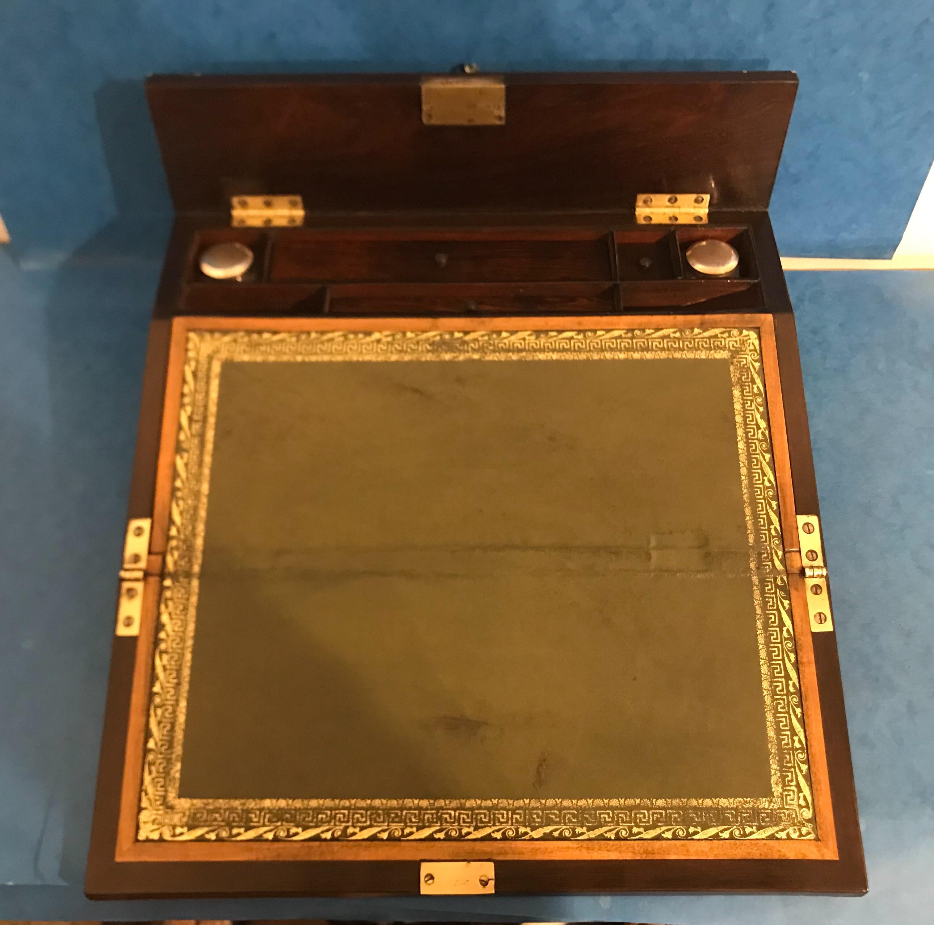 Regency 1820 Brass Inlaid Rosewood Lap Desk For Sale 5