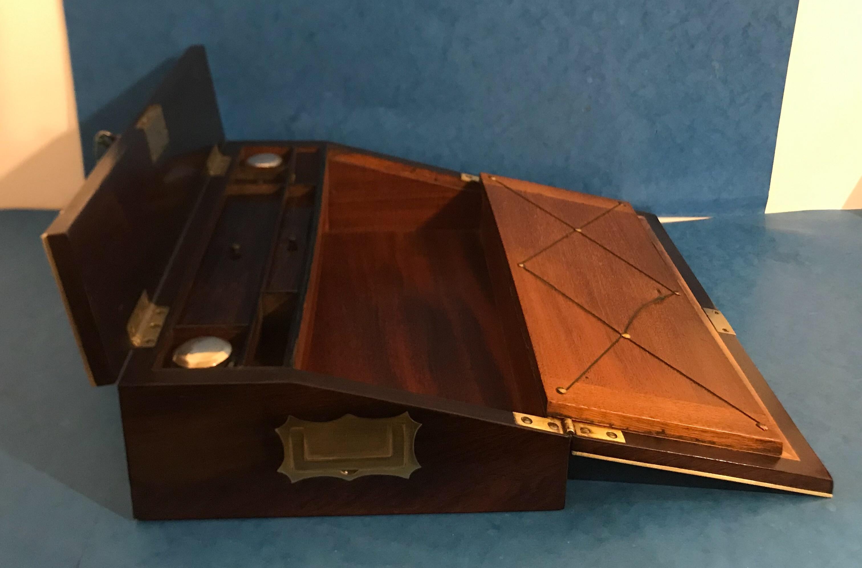 Regency 1820 Brass Inlaid Rosewood Lap Desk For Sale 7