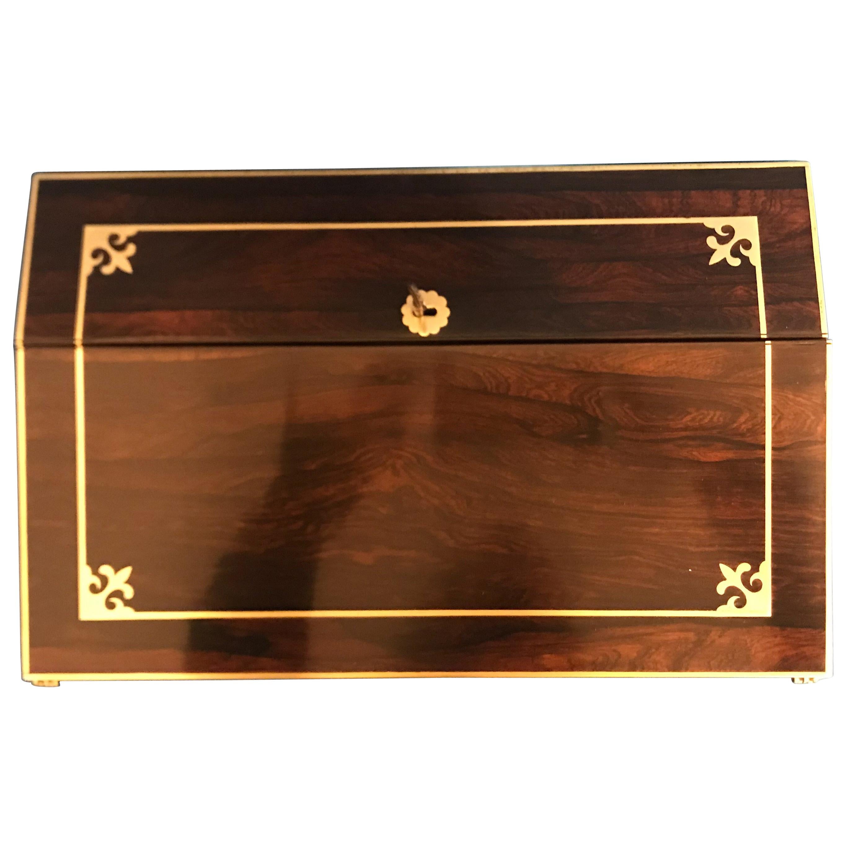 Regency 1820 Brass Inlaid Rosewood Lap Desk For Sale