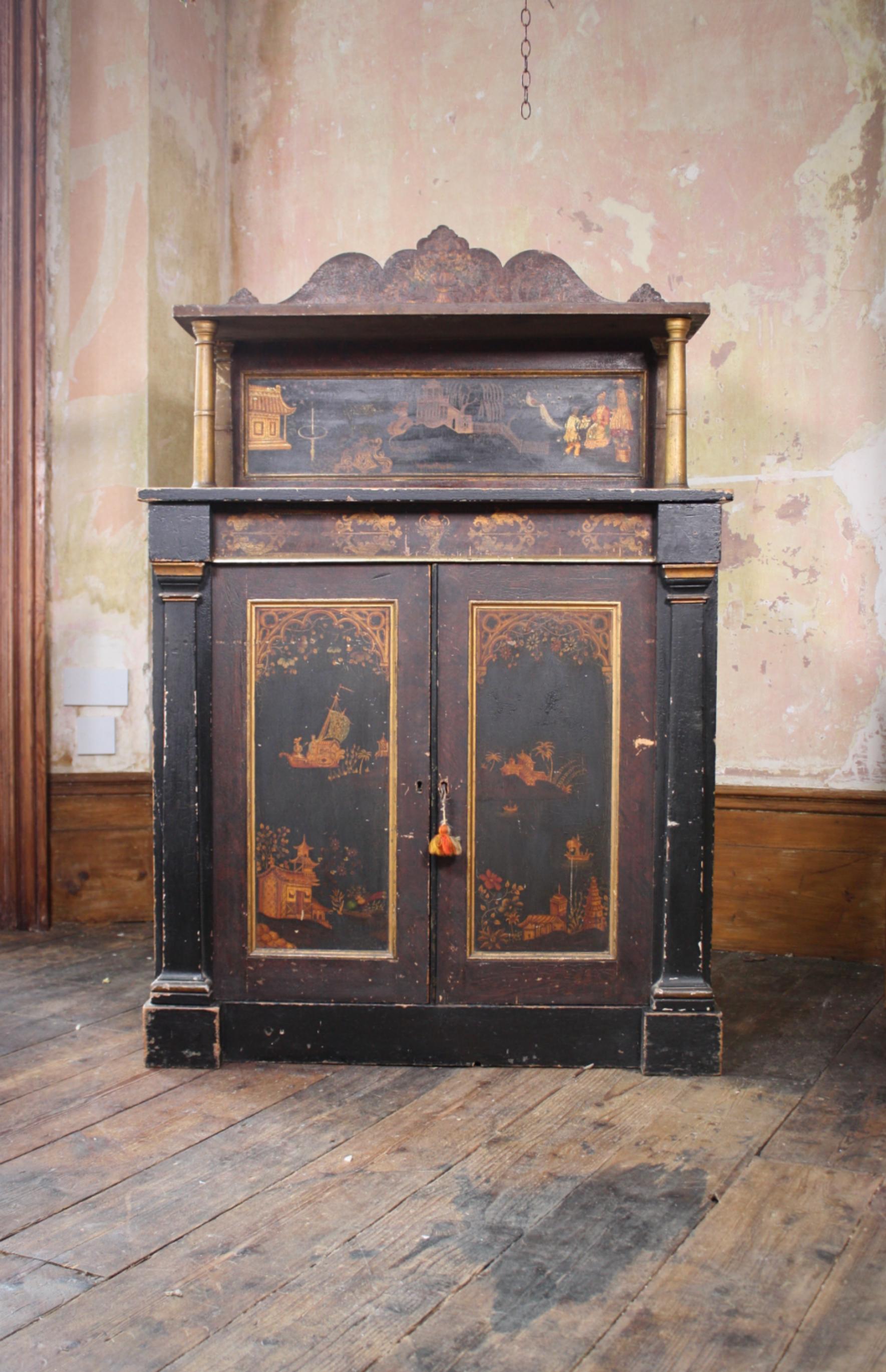 Regencia XIX Chinoiserie Casa de Campo Chiffonier Buffet Aparador Armario en venta 9