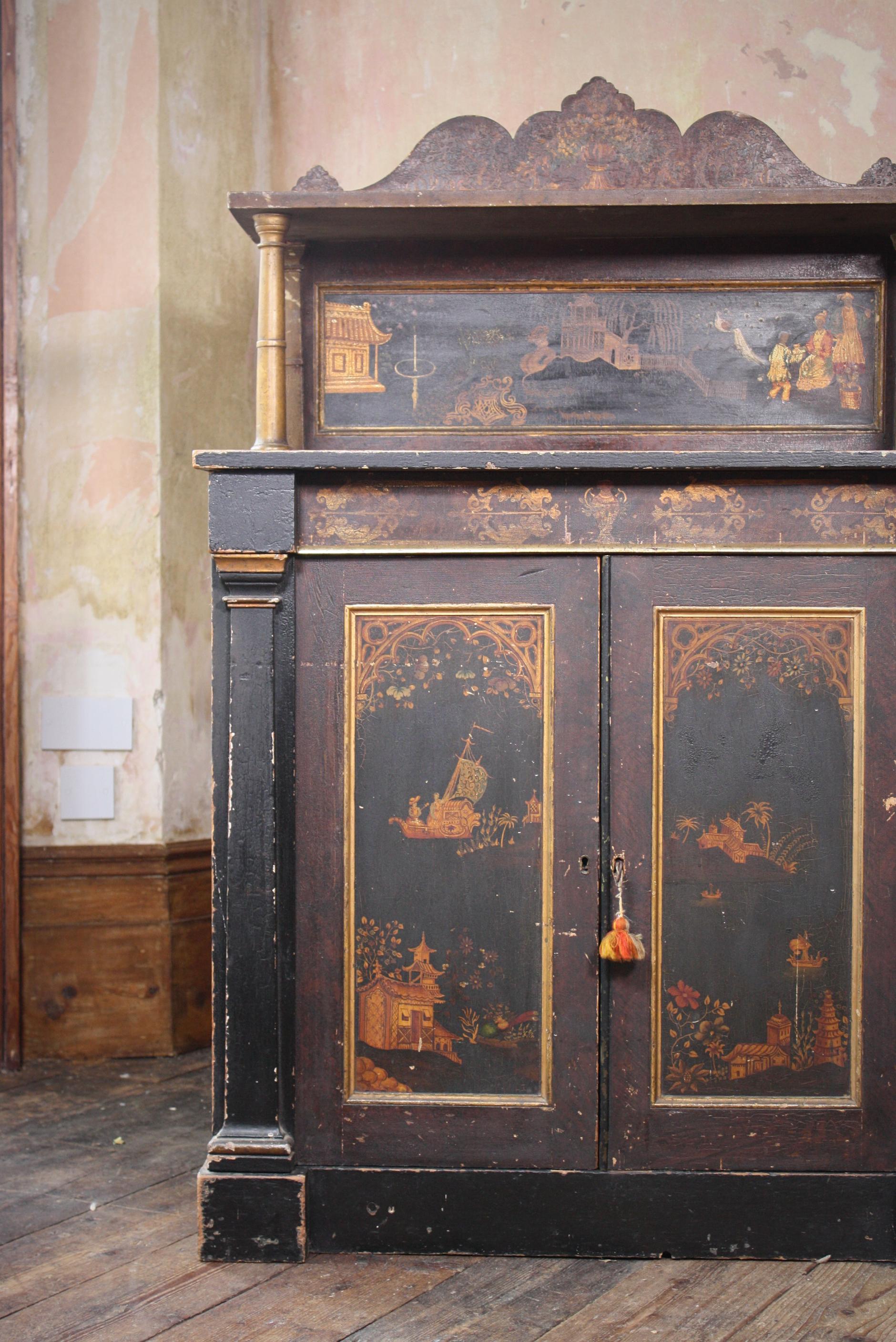 Regencia XIX Chinoiserie Casa de Campo Chiffonier Buffet Aparador Armario en venta 10