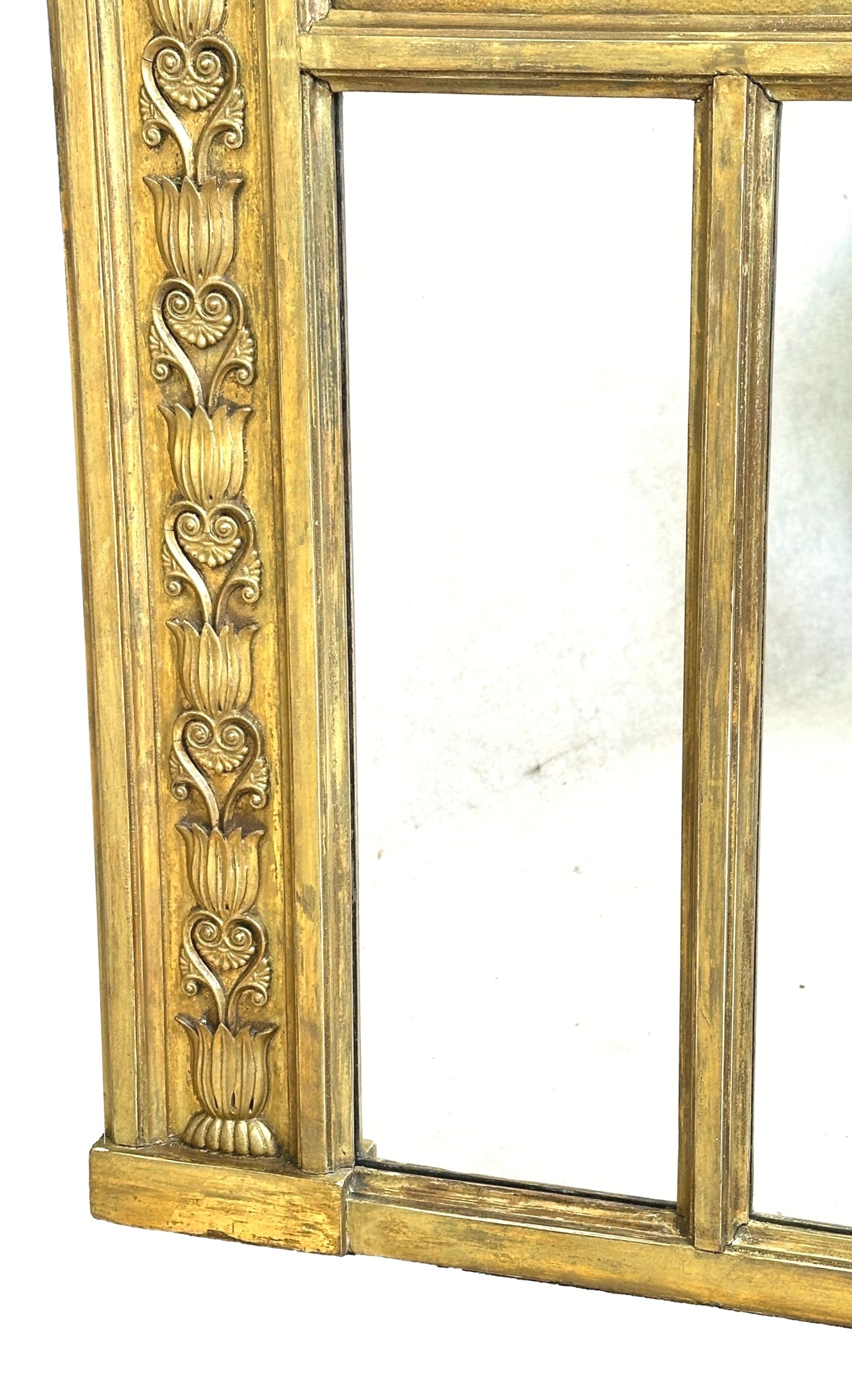 Regency 19th Century Giltwood Overmantle Mirror For Sale 1