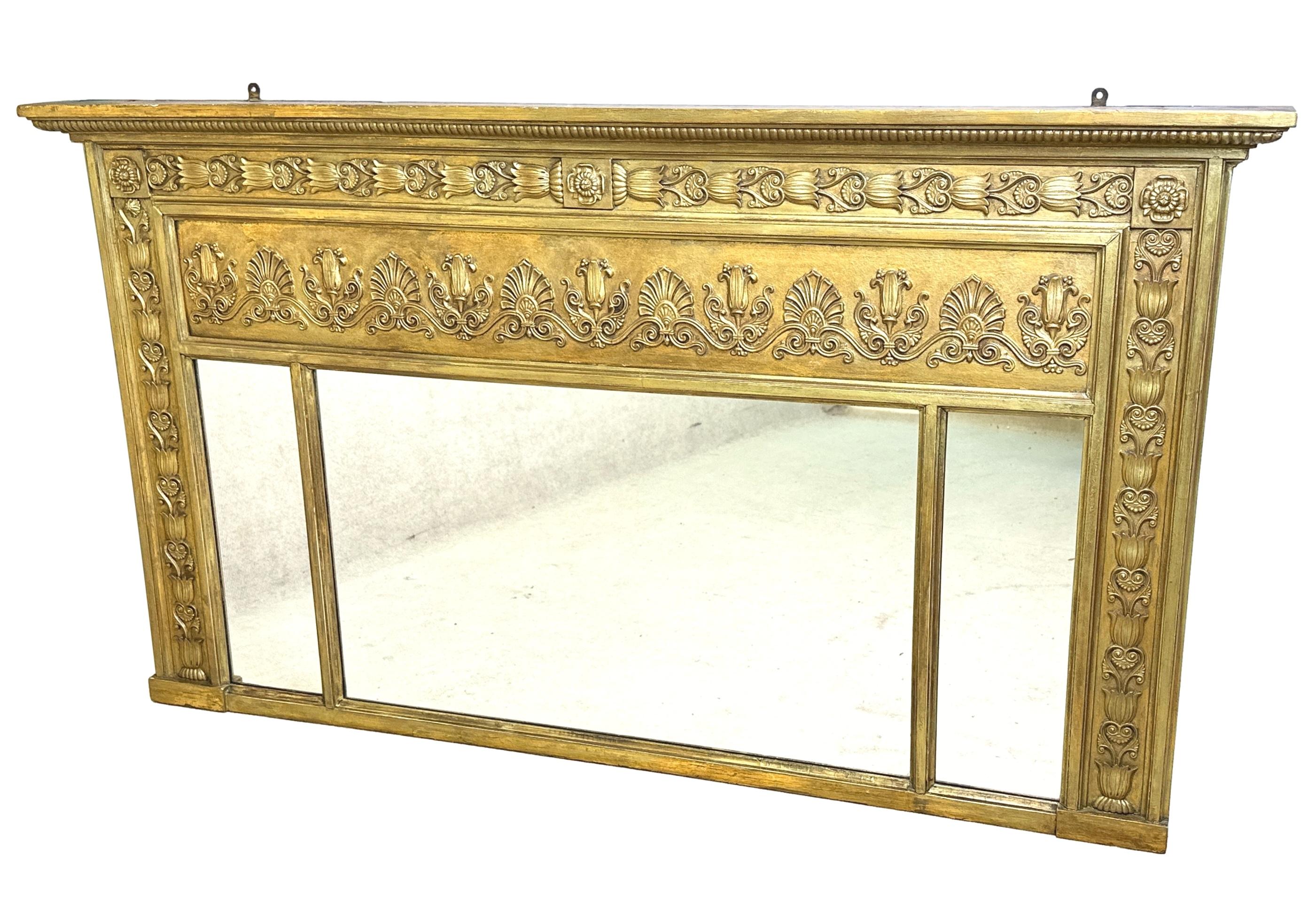 Regency 19th Century Giltwood Overmantle Mirror For Sale 5