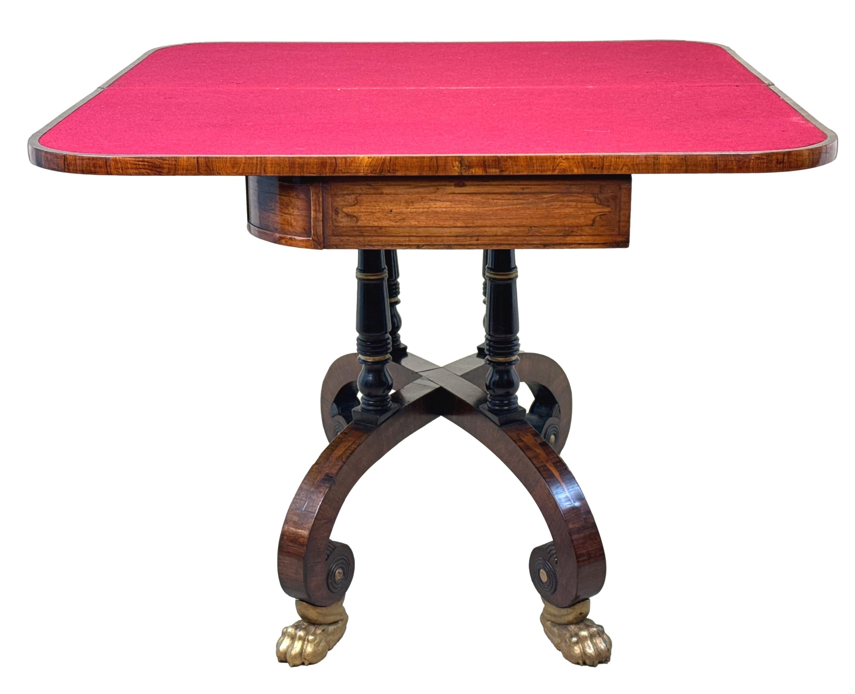 Regency 19th Century Kingwood Card Table For Sale 1