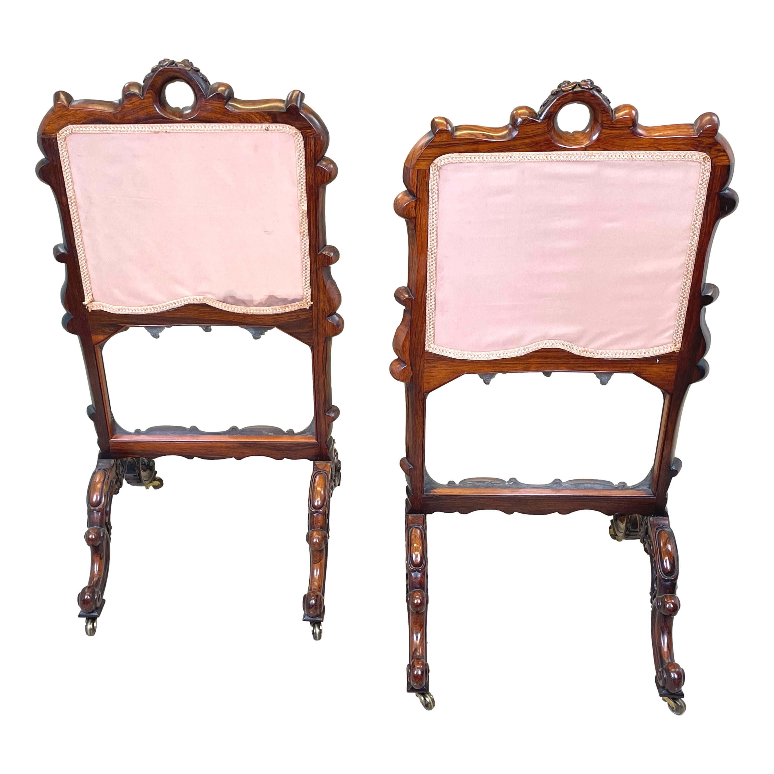 Regency 19th Century Pair of Rosewood Fire Screens For Sale 6
