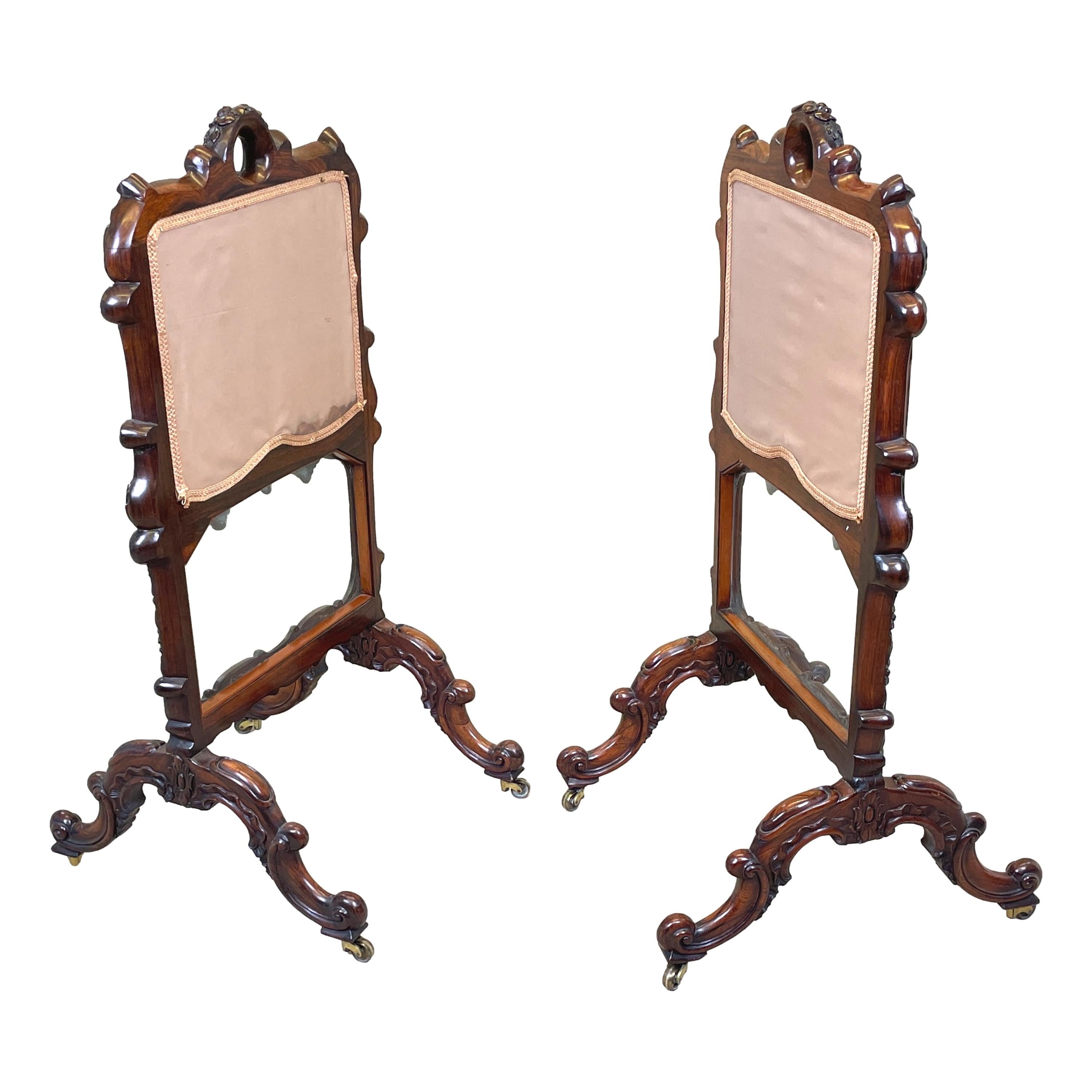 Regency 19th Century Pair of Rosewood Fire Screens For Sale 3