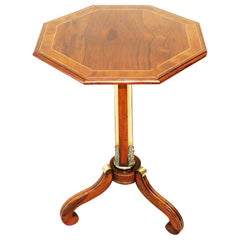 Regency 19th Century Rosewood and Brass Octagonal Lamp Table