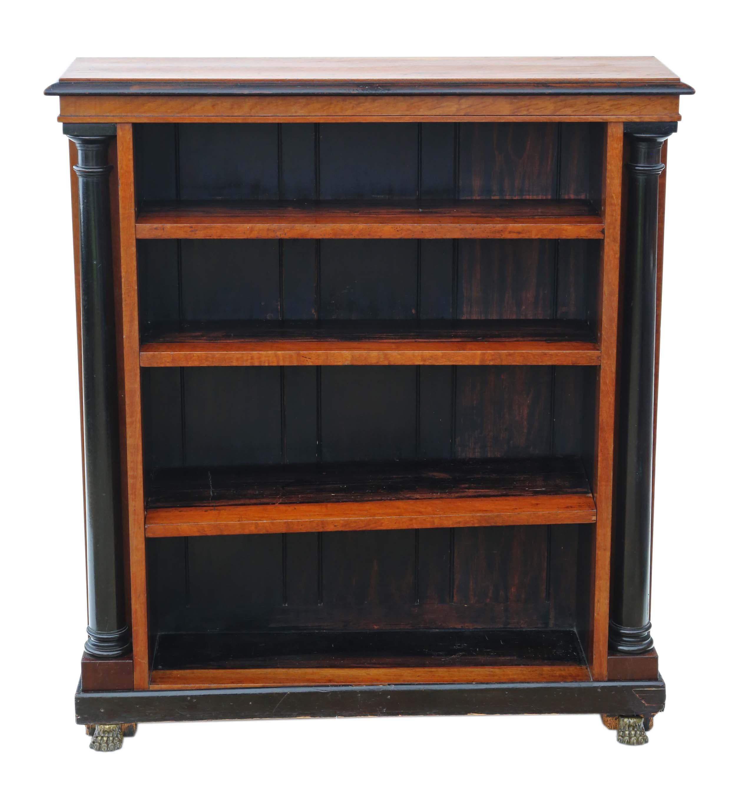 Ebonized Regency 19th Century Satin Walnut Adjustable Bookcase