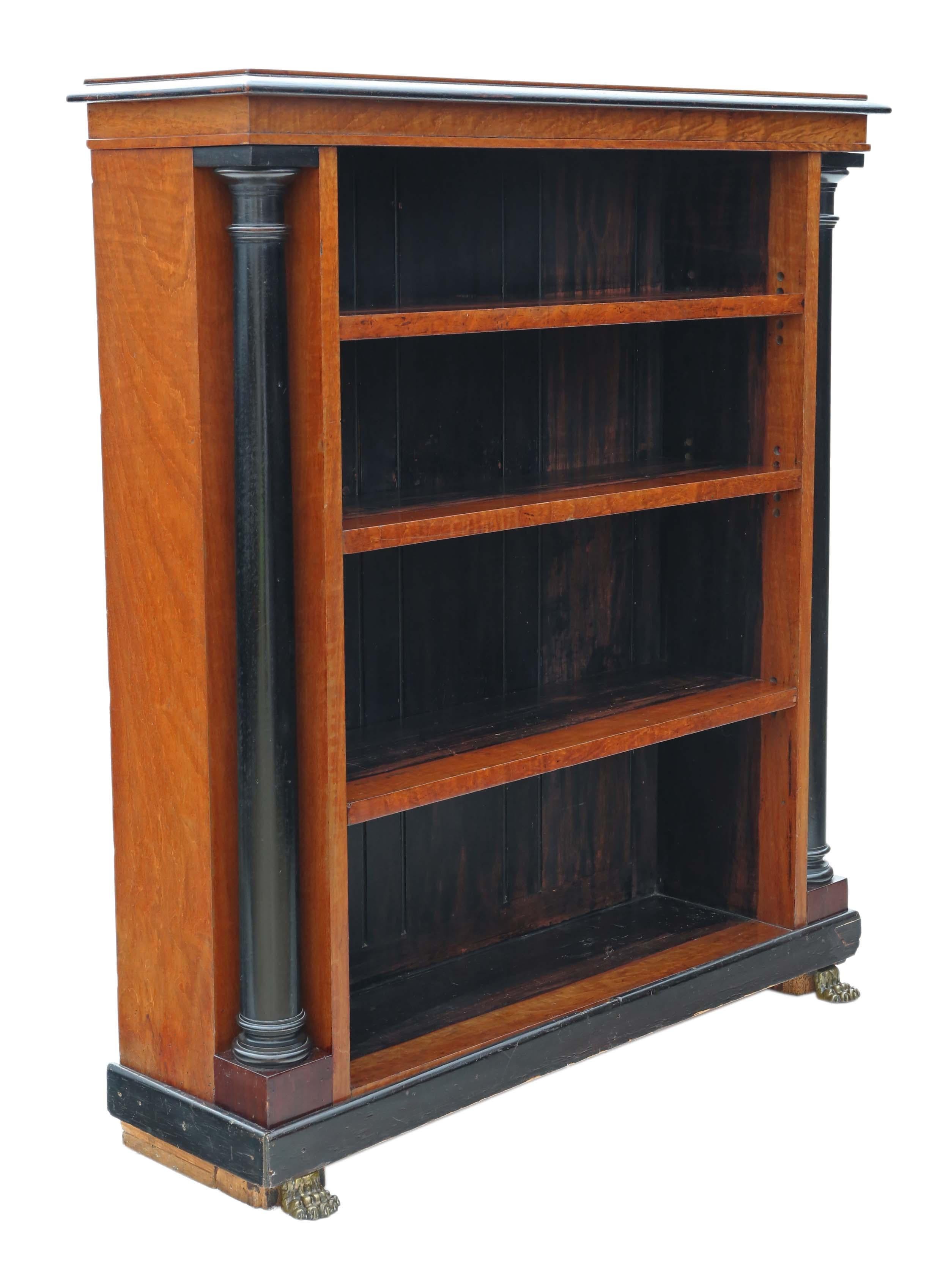 Regency 19th Century Satin Walnut Adjustable Bookcase 1