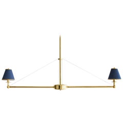 Regency 2-Arm Pendant by Billy Cotton in Brass with Navy Shades