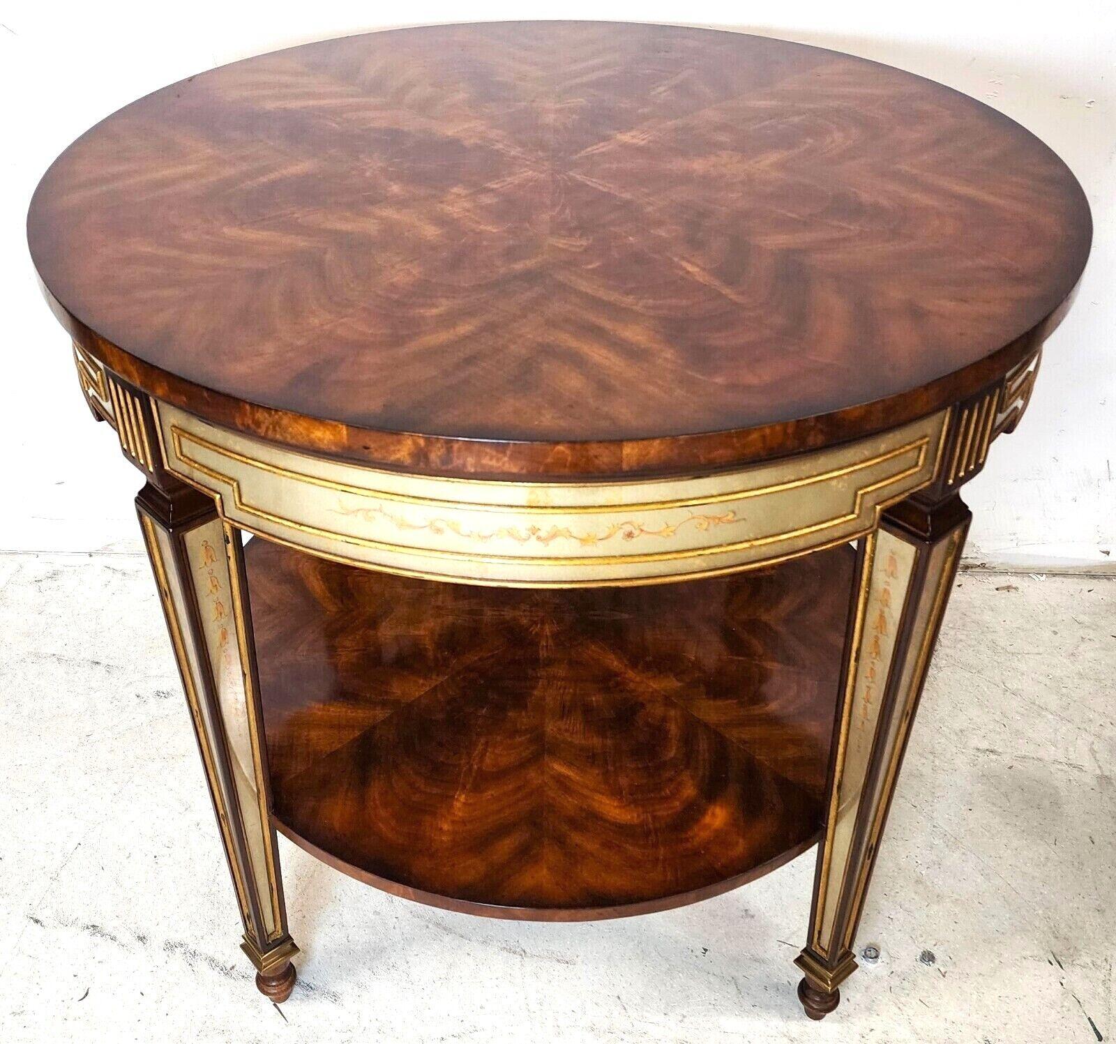 Regency 2 Drawer Eglomise Occasional Side Table by Theodore Alexander In Good Condition In Lake Worth, FL