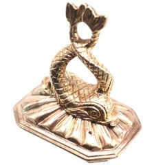 Regency 9ct Gold Dolphin Seal w/ Bloodstone Intaglio “Phyllis”