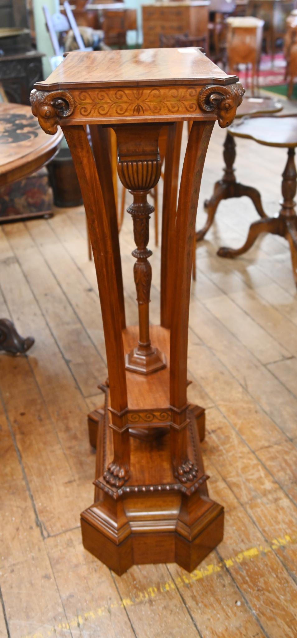 Wood Regency Adams Pedestal Stand Wedgewood Plaques 1840 For Sale