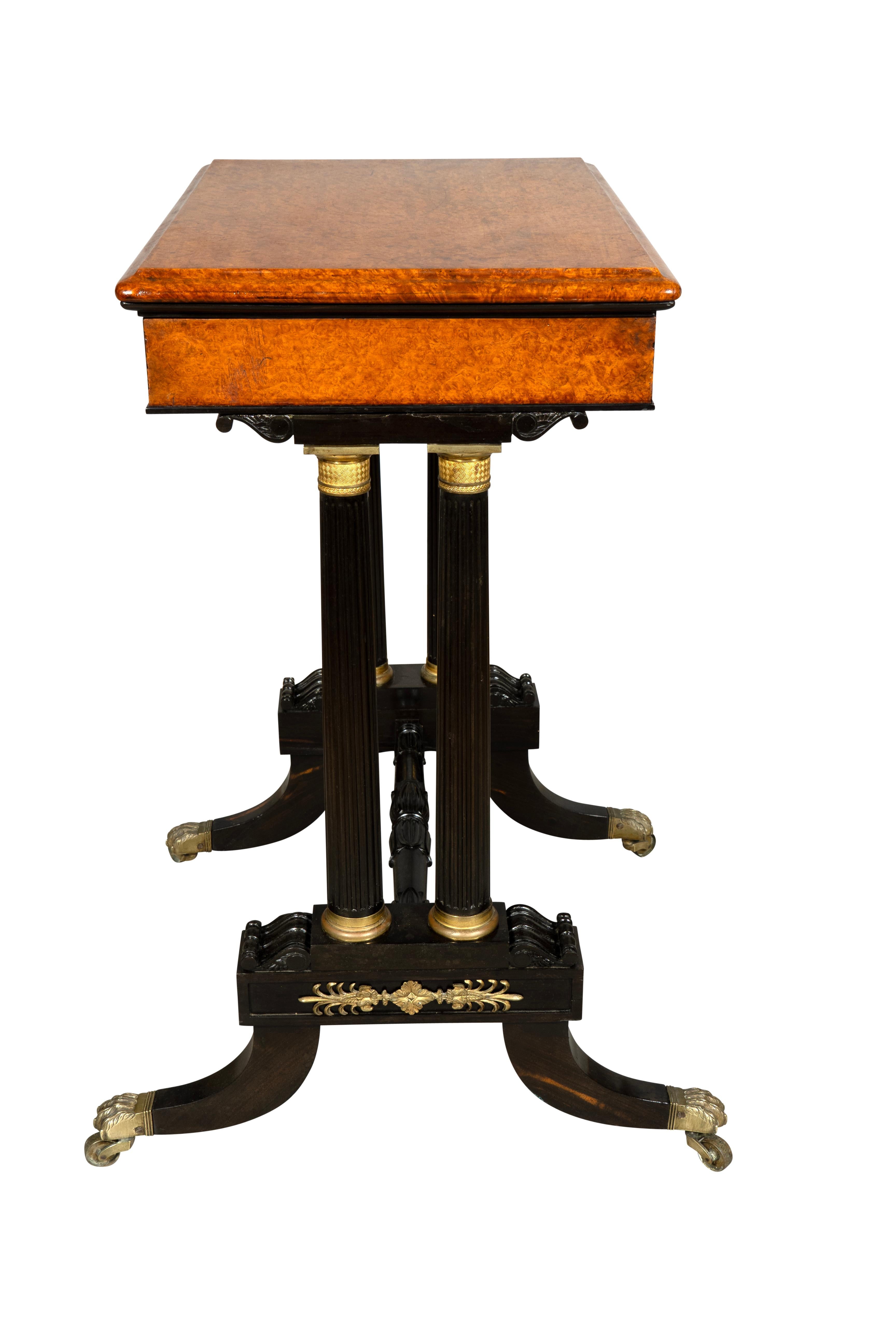 English Regency Amboyna and Ebony Table For Sale