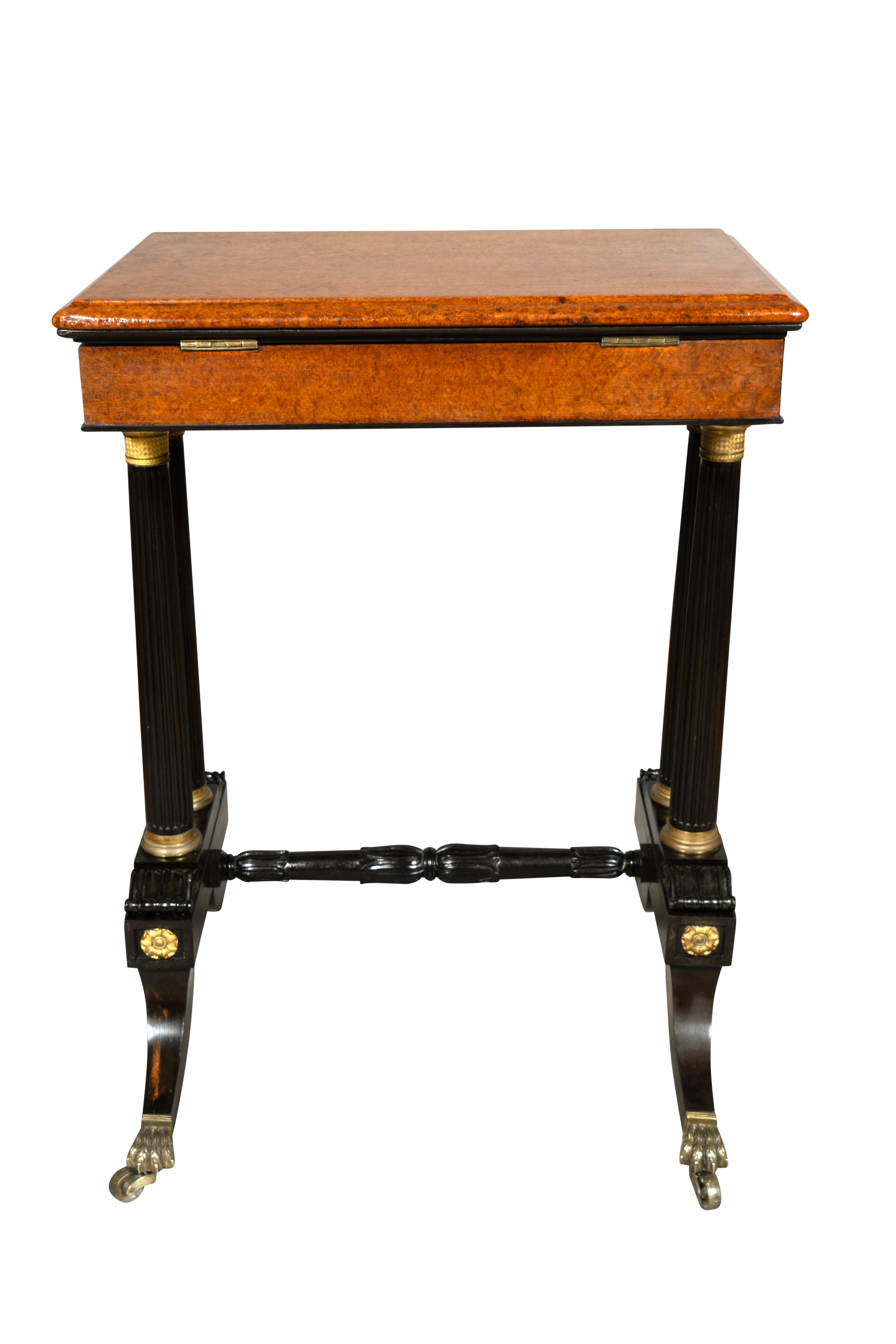 Regency Amboyna and Ebony Table In Good Condition For Sale In Essex, MA
