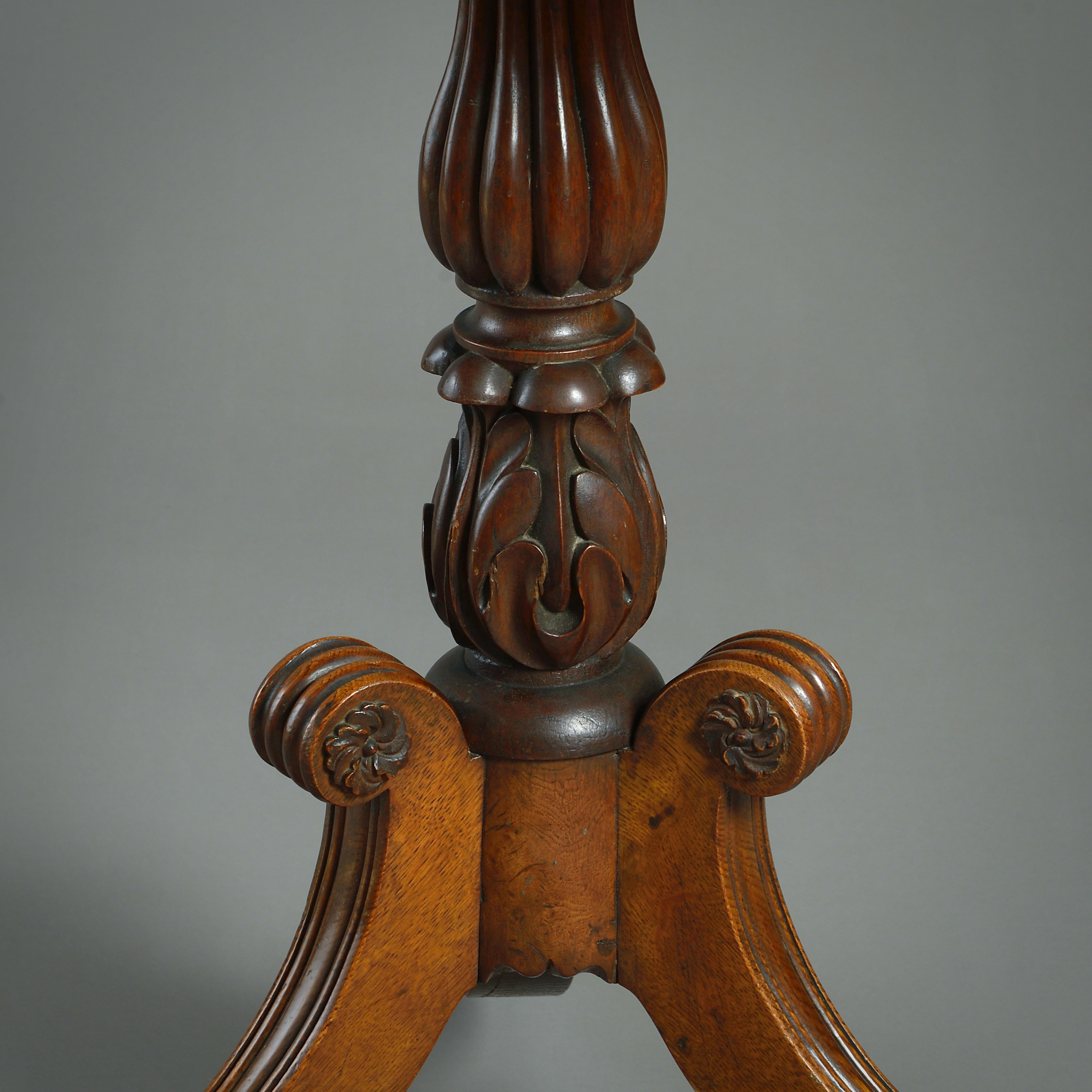 Regency Amboyna and Oak Tilt-Top Centre Table In Good Condition For Sale In London, GB