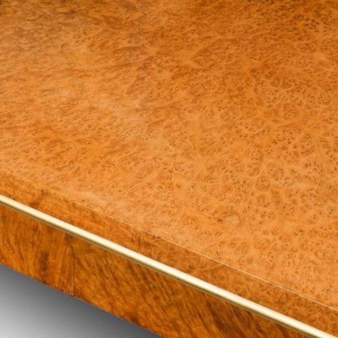 19th Century Regency Amboyna and parcel gilt end support library table For Sale