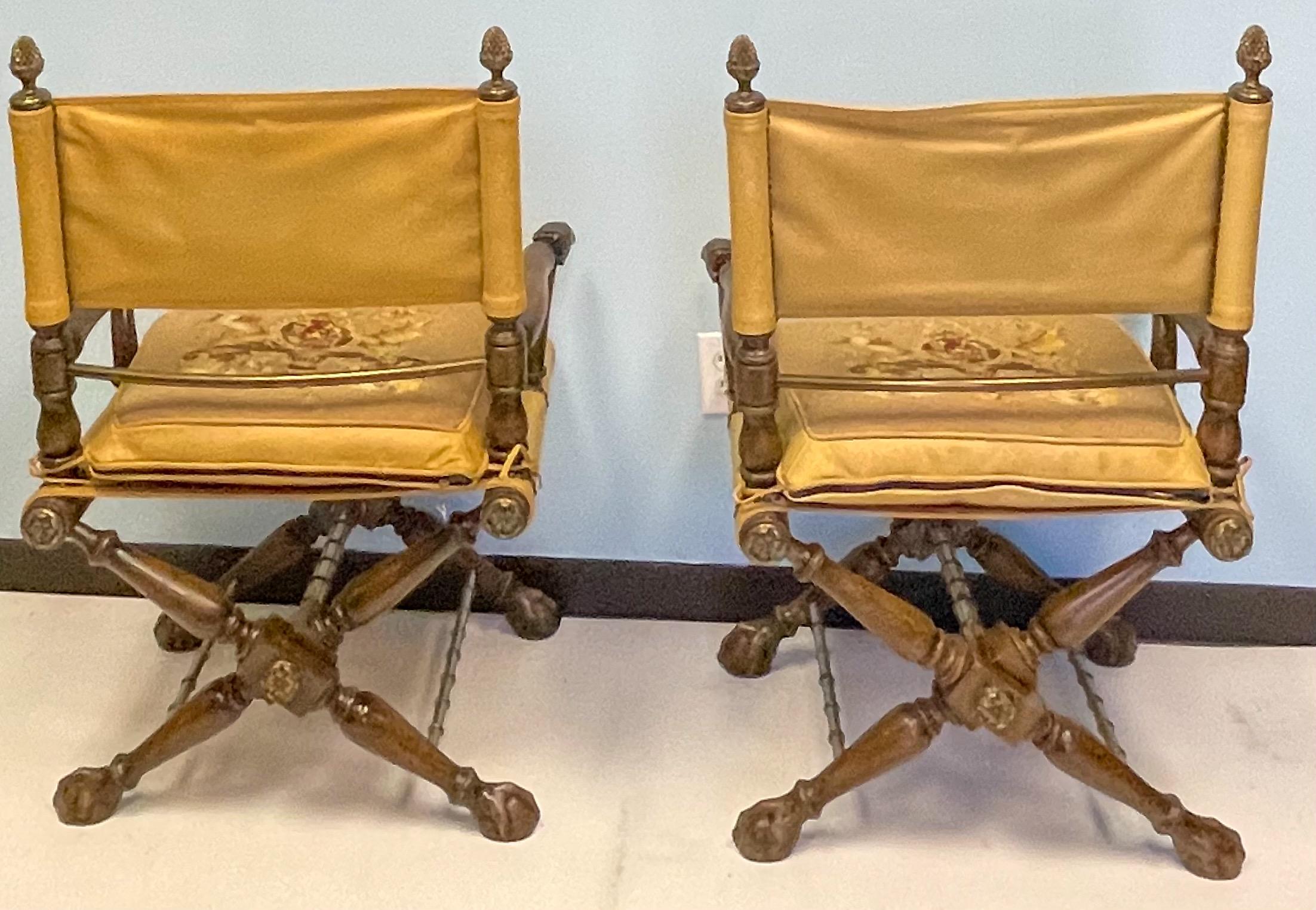 Regency and Campaign Style Carved Eagle Chairs Att. Theodore Alexander, Pair In Good Condition For Sale In Kennesaw, GA