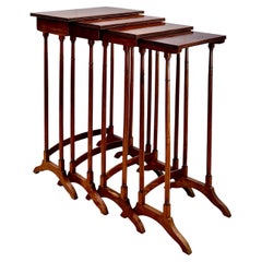 Regency Anglo-Indian Padouk and Ebony Banded Quartetto Nesting Tables Circa 1815