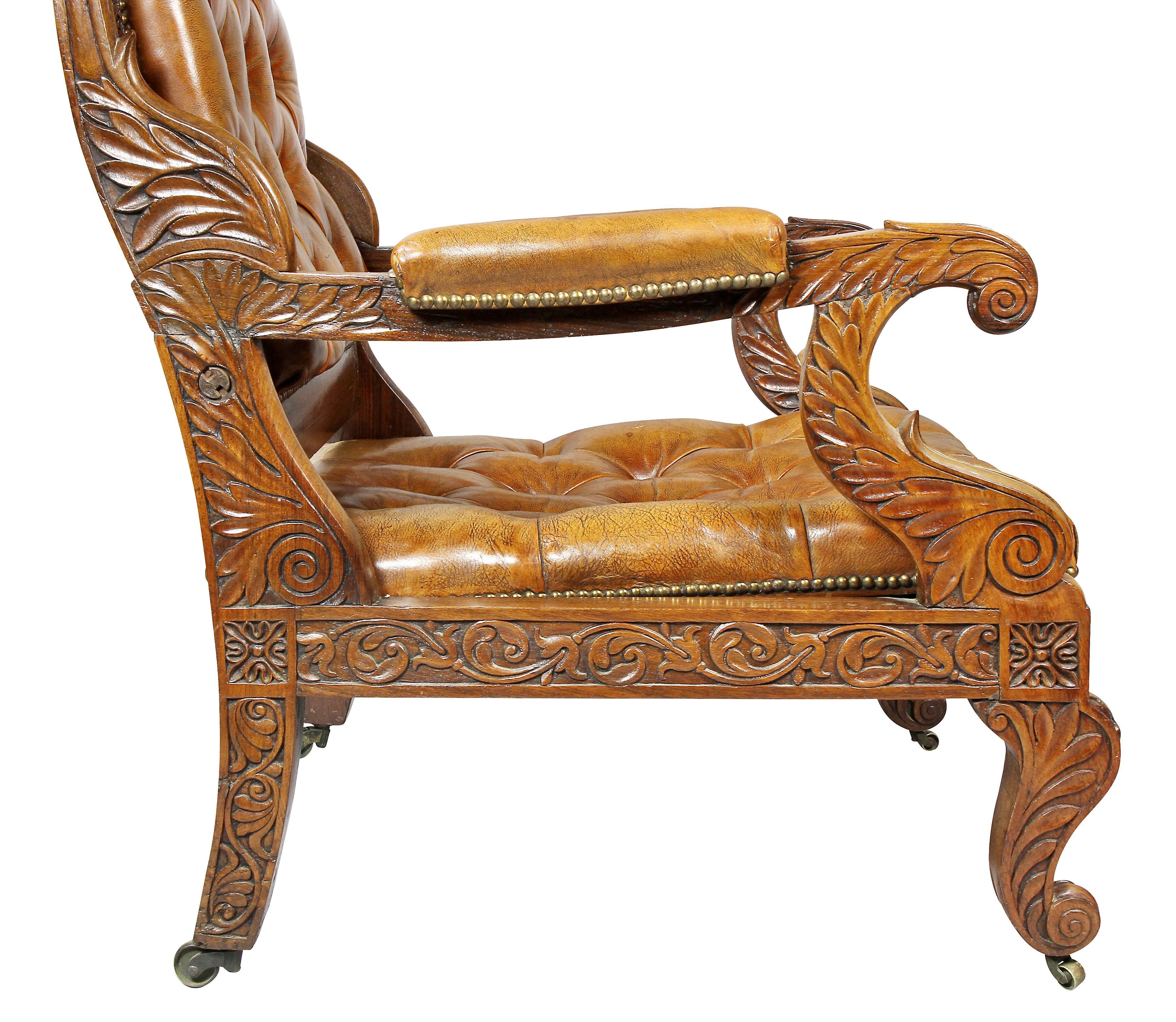 Regency Anglo Indian Rosewood Reclining Armchair 9