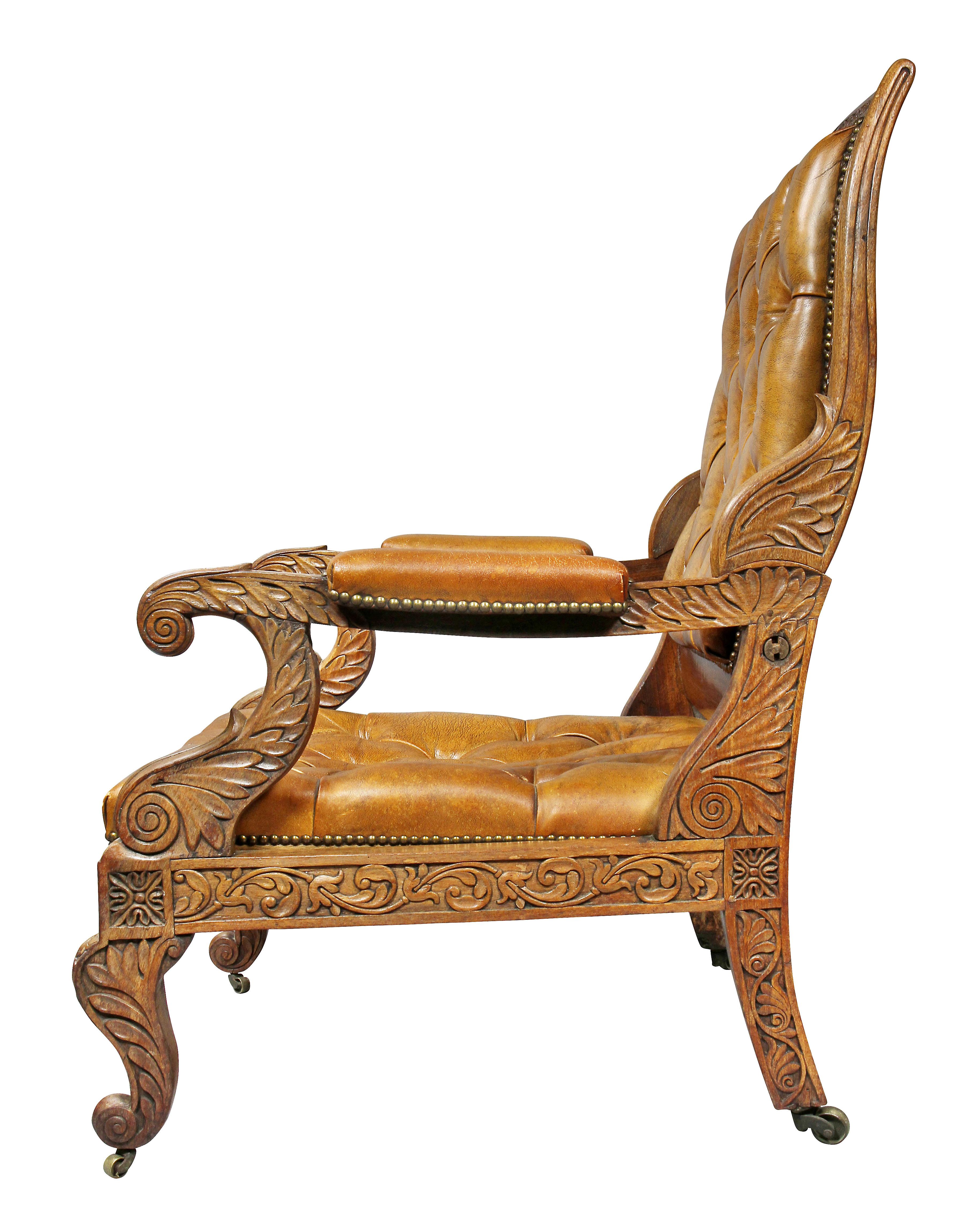 Regency Anglo Indian Rosewood Reclining Armchair 11