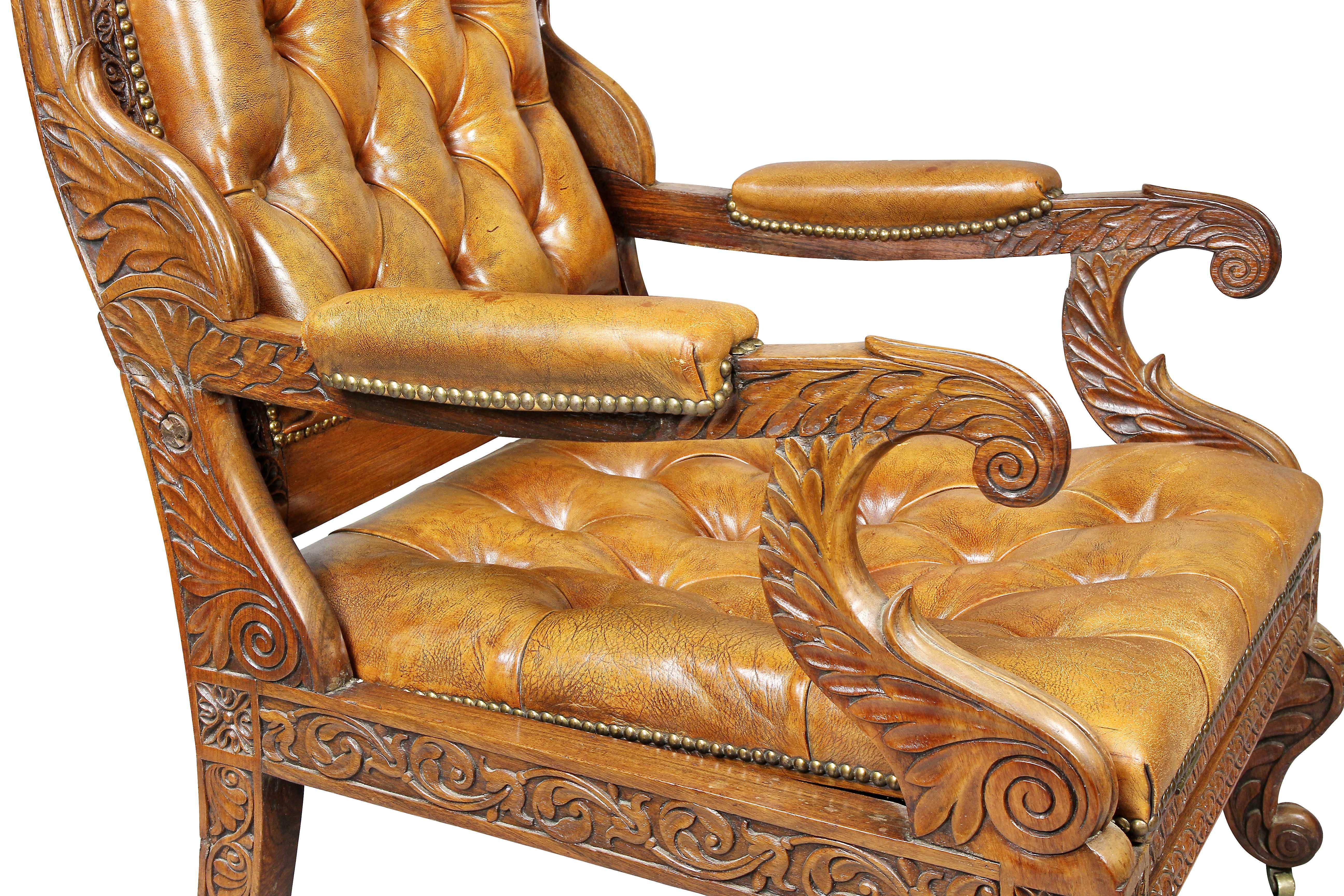 Early 19th Century Regency Anglo Indian Rosewood Reclining Armchair