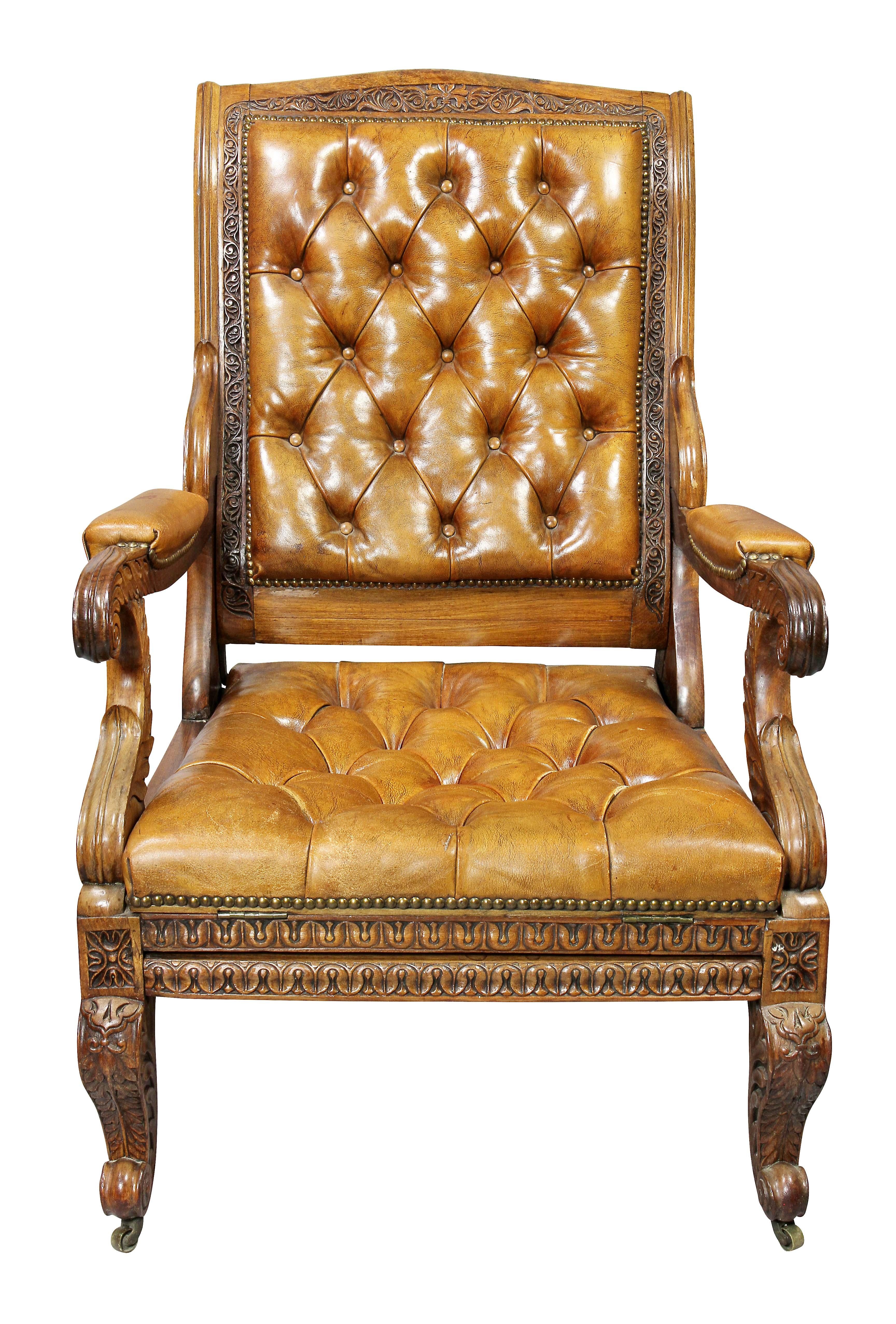 Regency Anglo Indian Rosewood Reclining Armchair 2