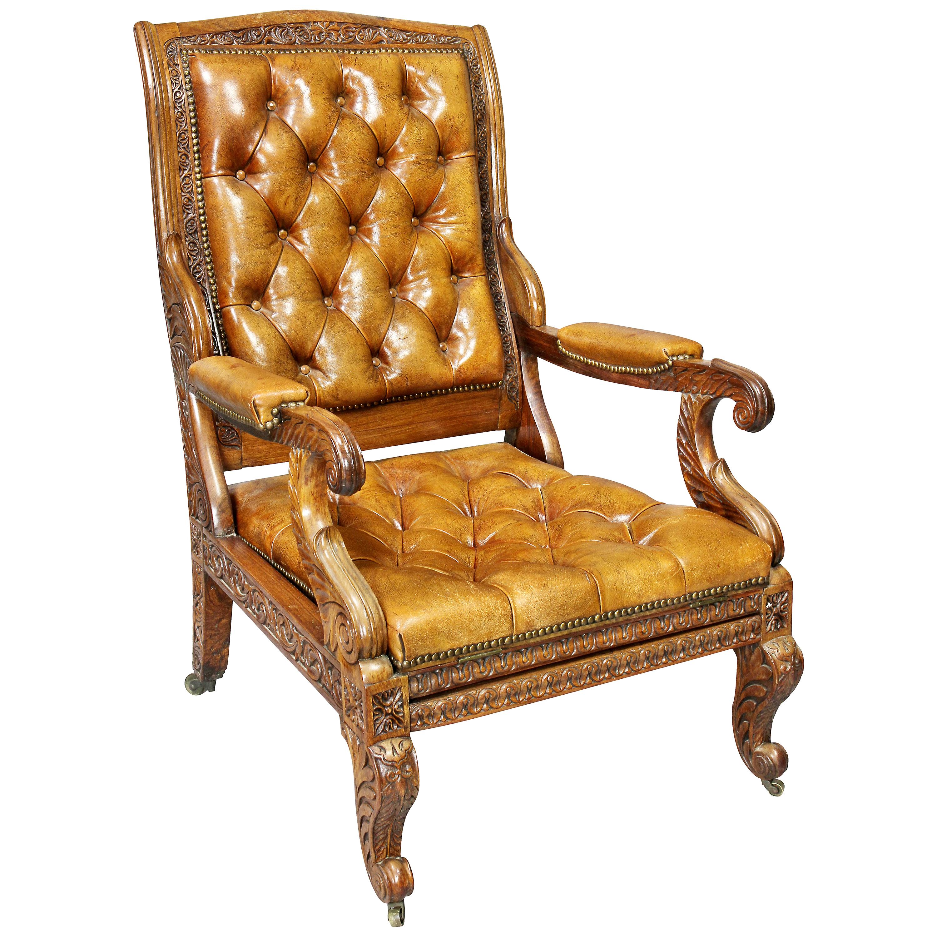 Regency Anglo Indian Rosewood Reclining Armchair