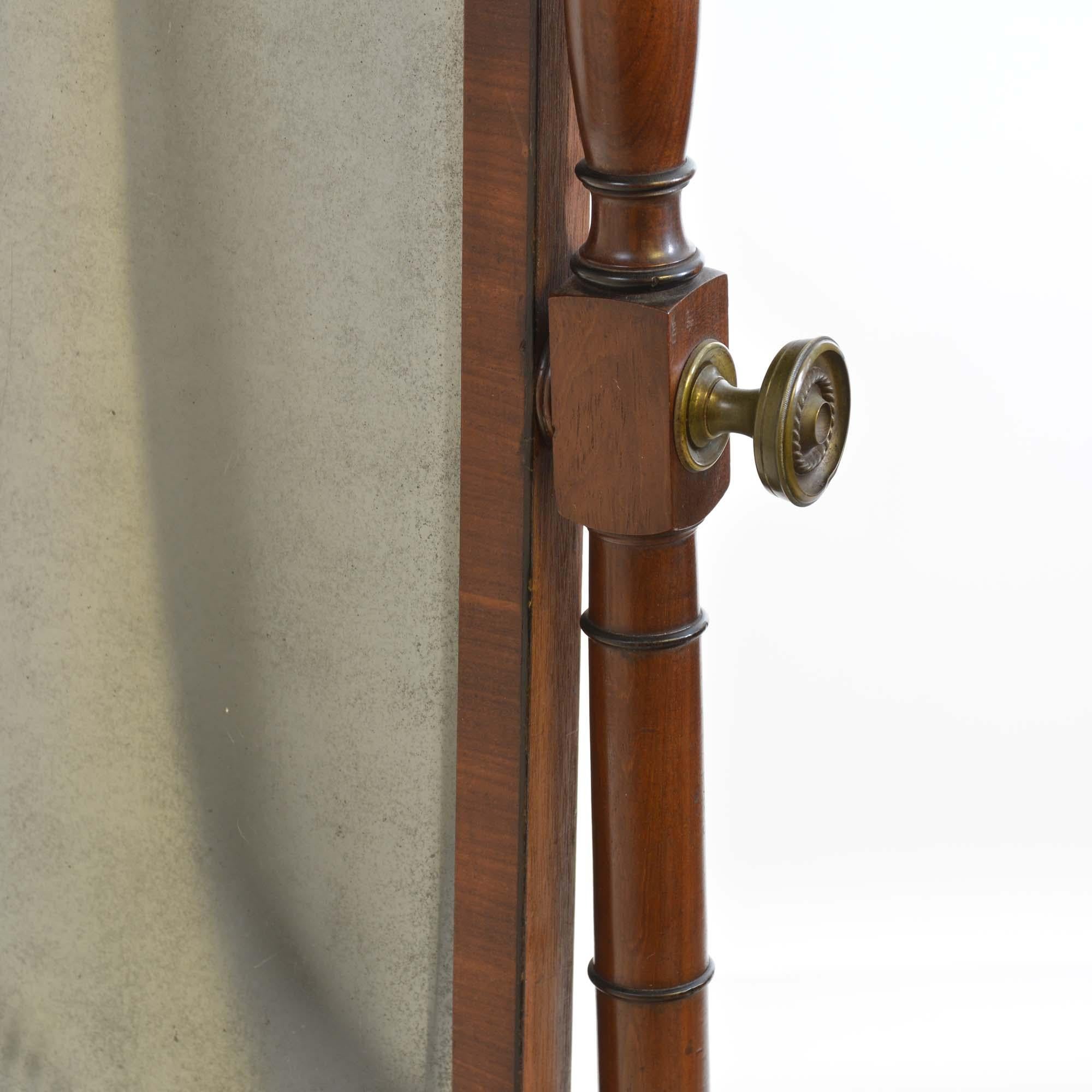 19th Century Regency antique mahogany cheval mirror For Sale