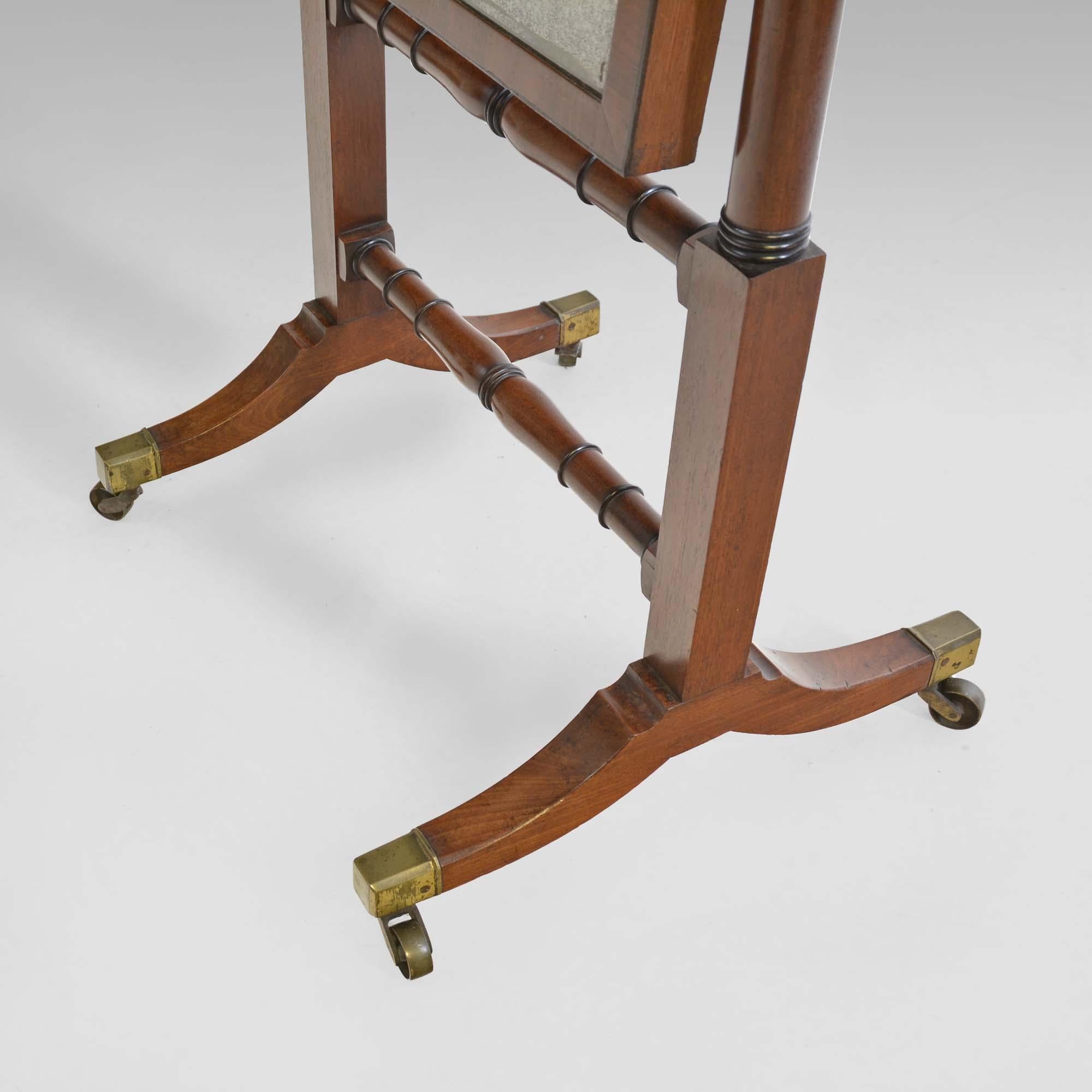 Regency antique mahogany cheval mirror For Sale 1