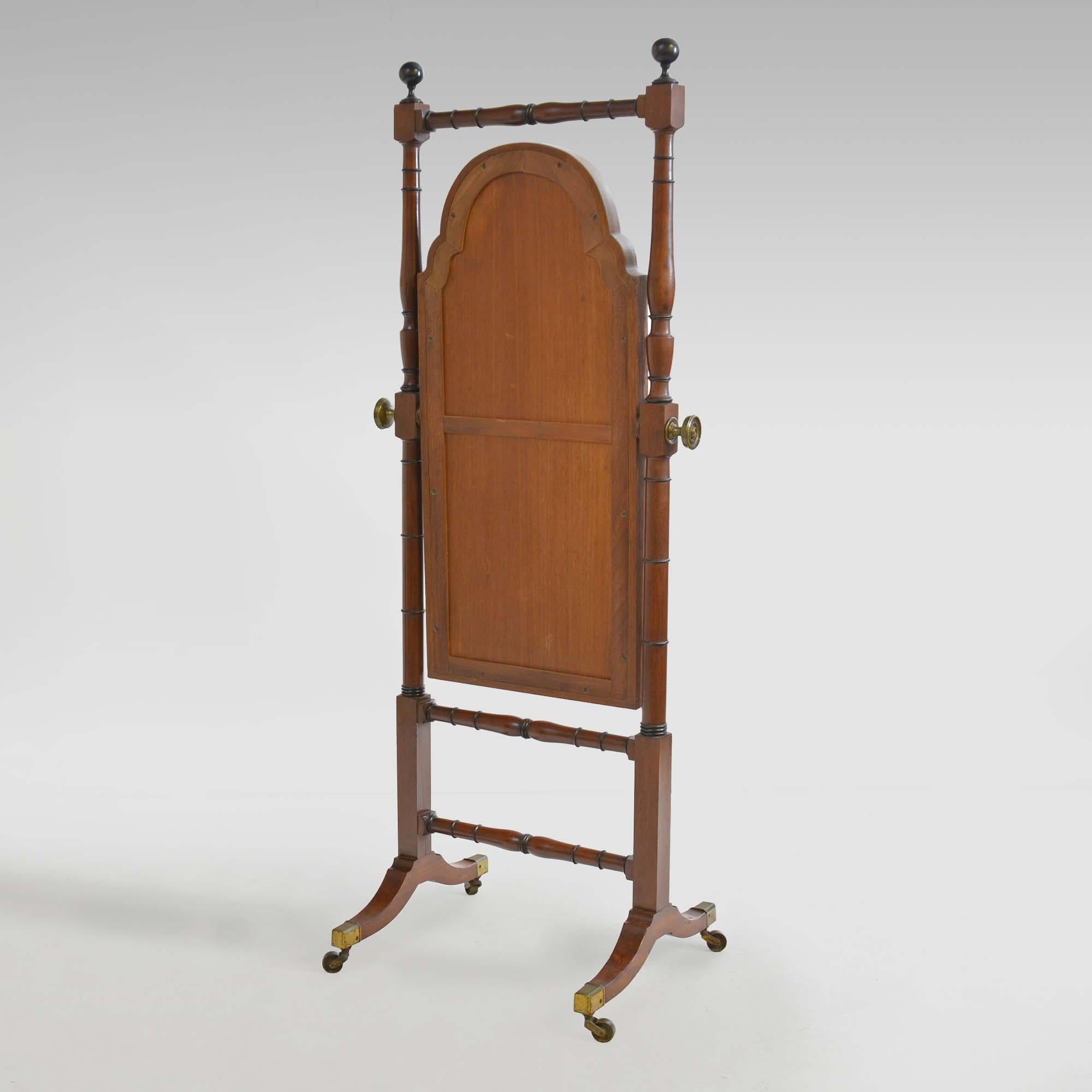 Regency antique mahogany cheval mirror For Sale 3