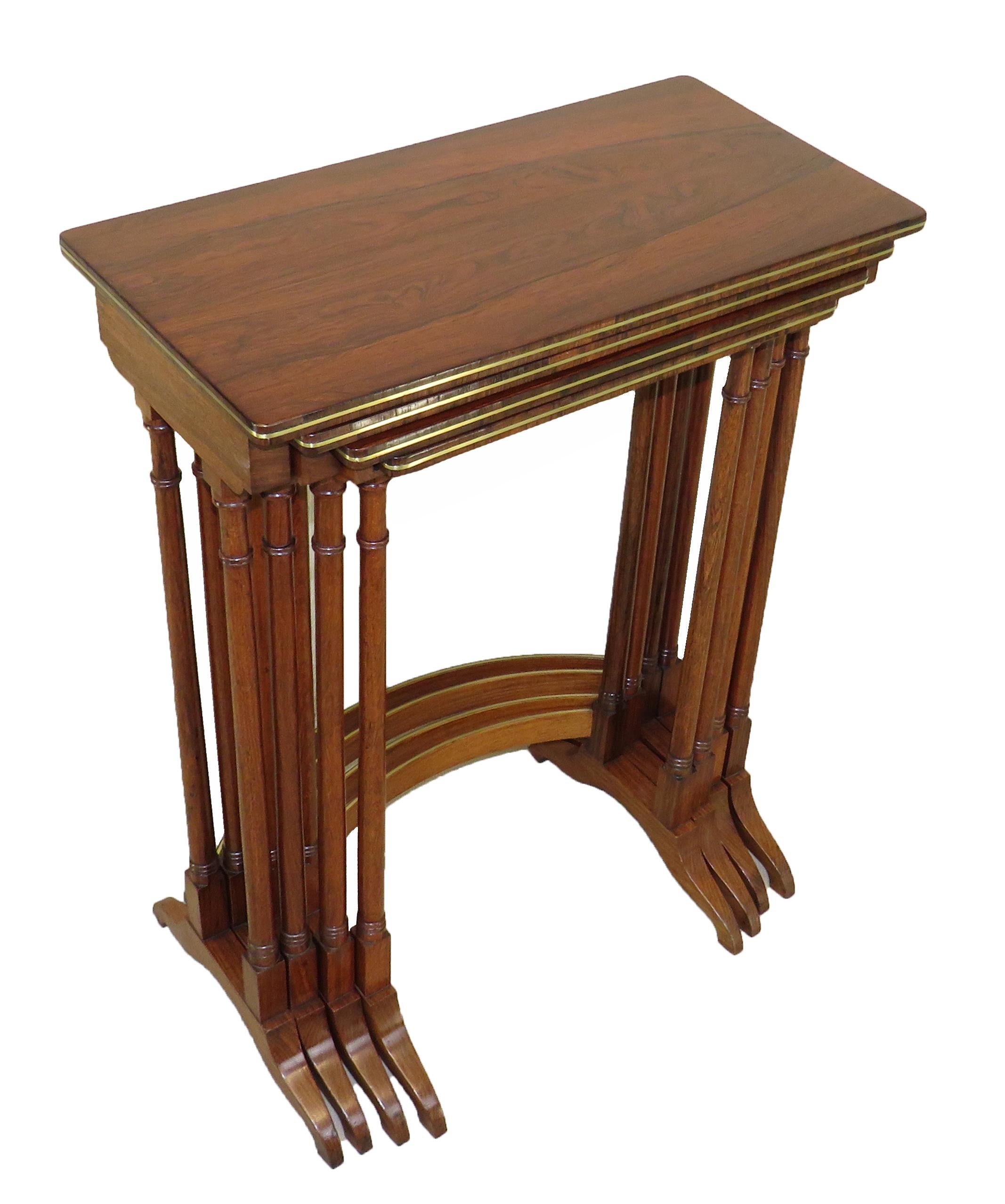 Regency Antique Rosewood Quartetto Nest of 4 Coffee Tables In Good Condition In Bedfordshire, GB