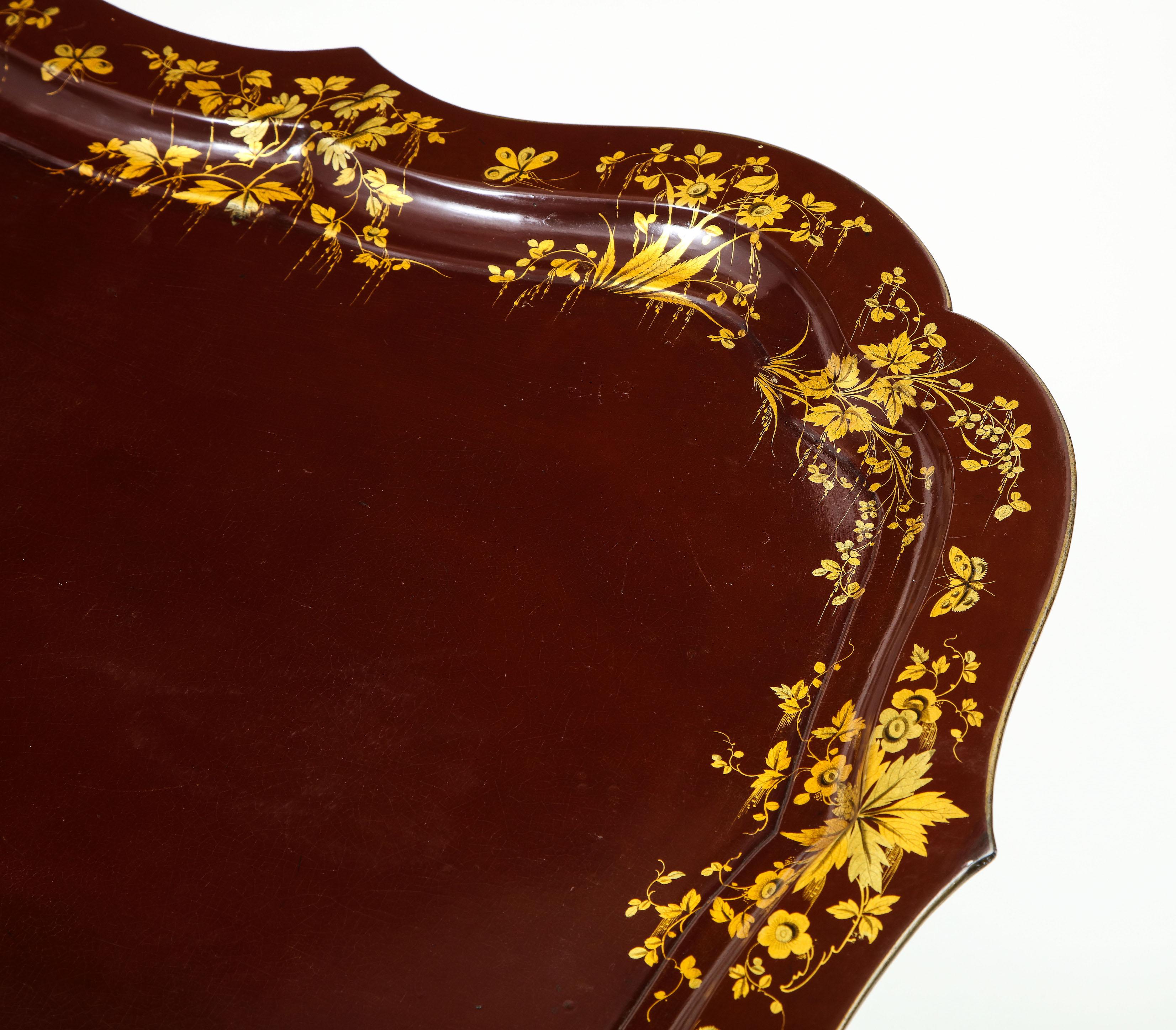 English Regency Aubergine Lacquer Tray Table For Sale