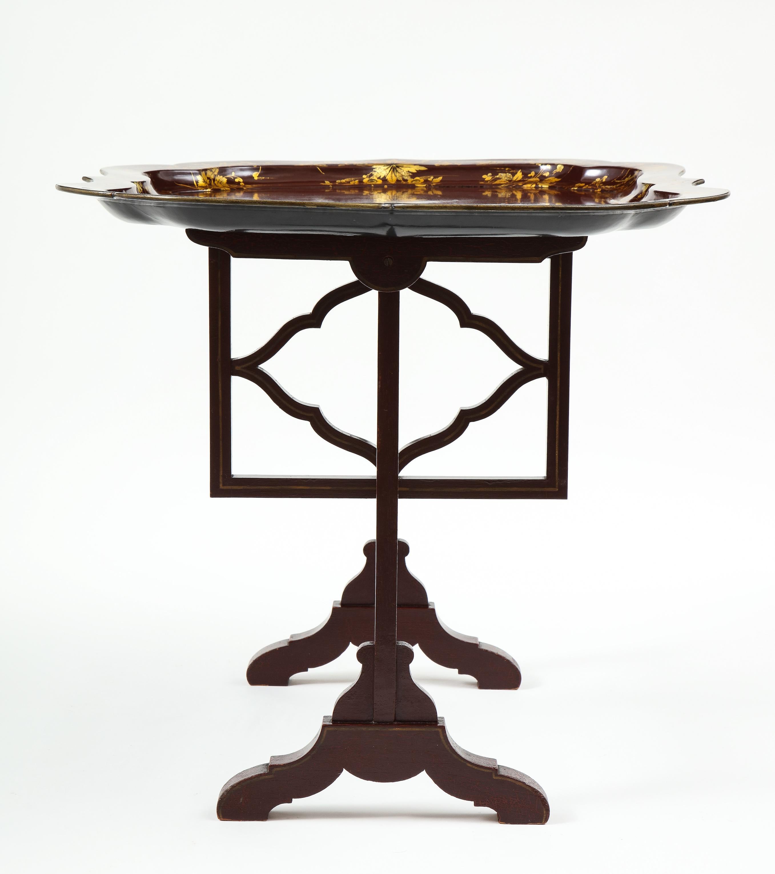 Mid-19th Century Regency Aubergine Lacquer Tray Table For Sale