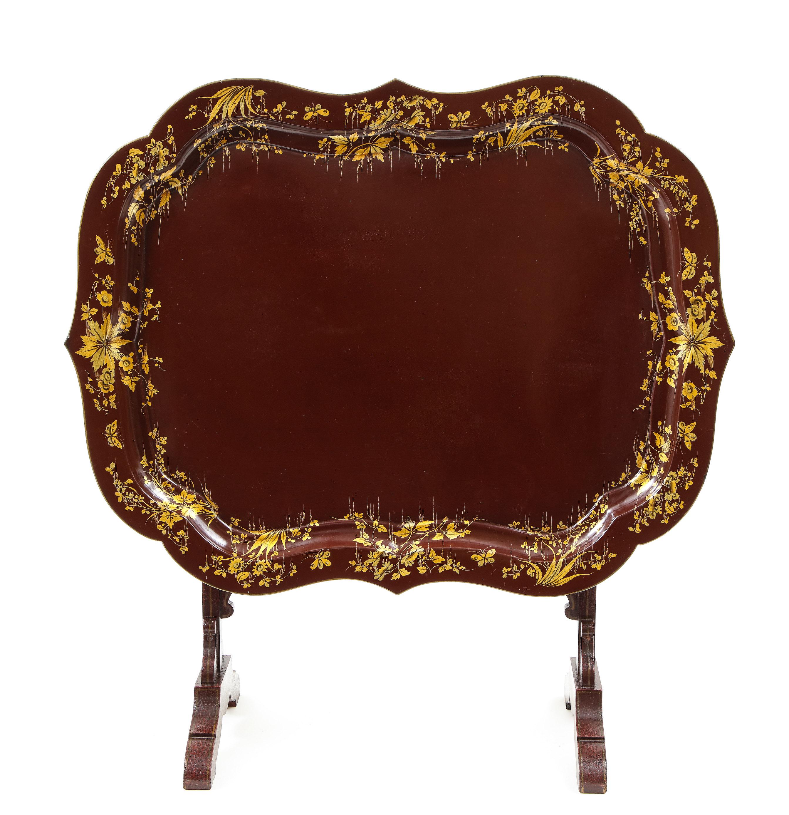 Regency Aubergine Lacquer Tray Table For Sale 1