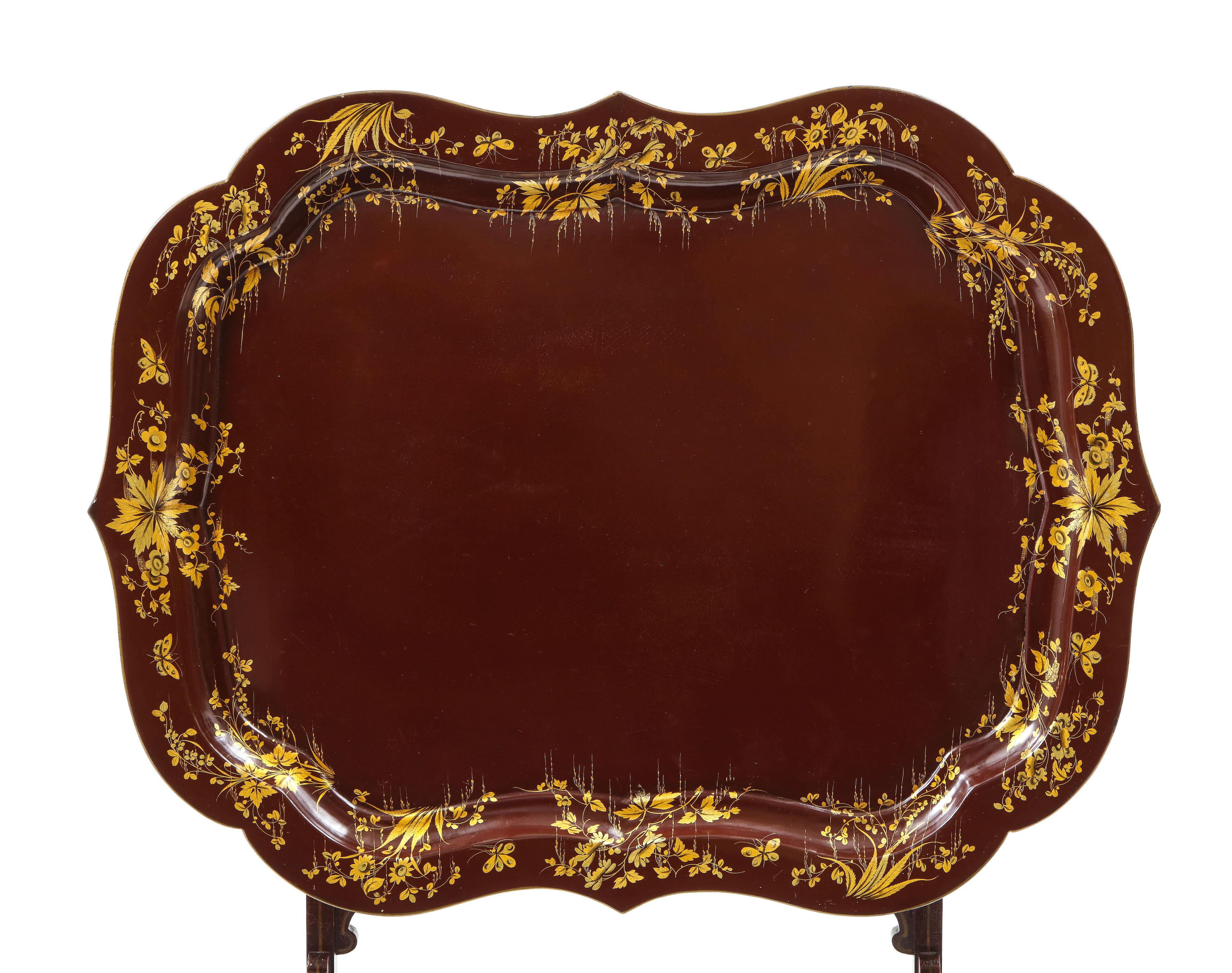Regency Aubergine Lacquer Tray Table For Sale 2