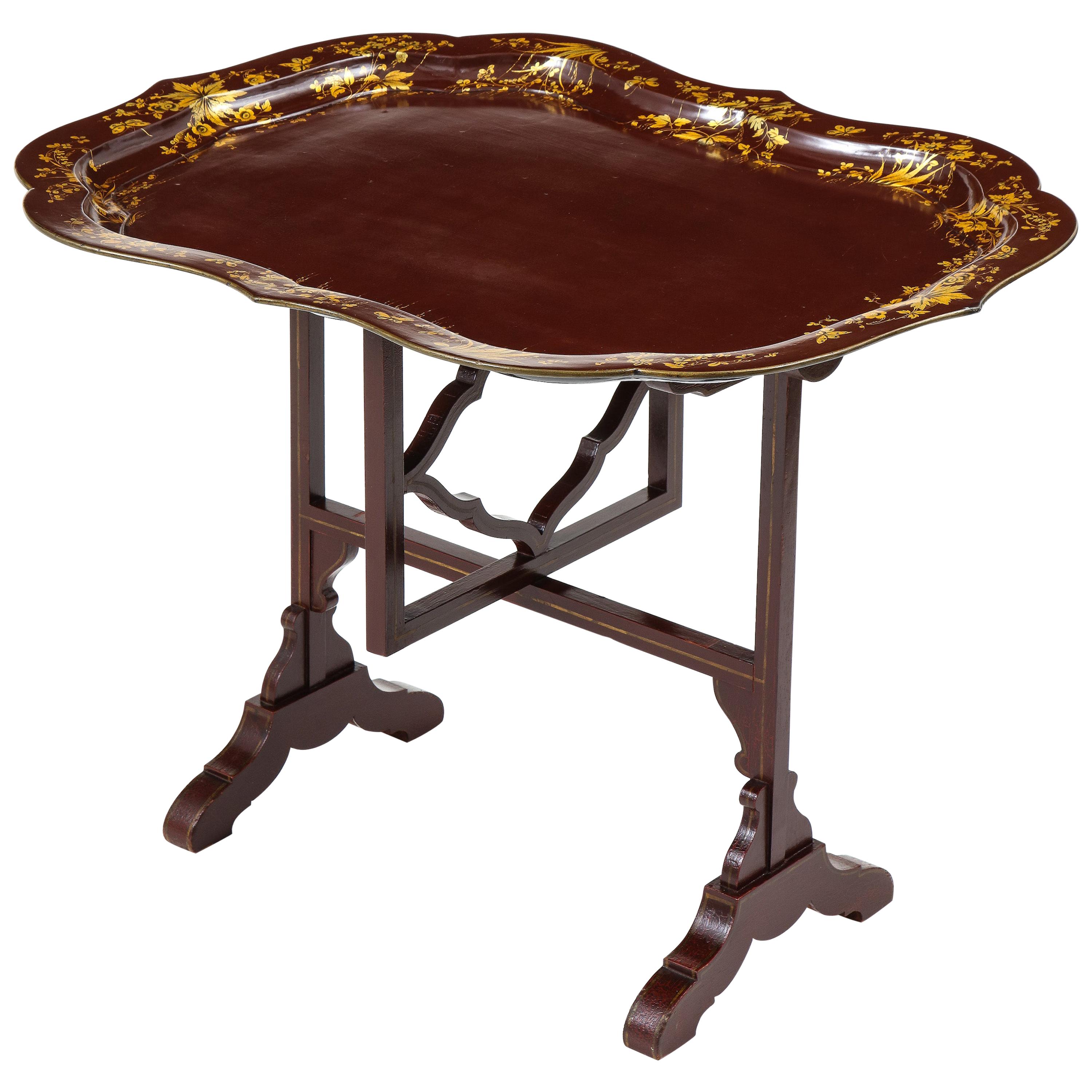 Regency Aubergine Lacquer Tray Table For Sale