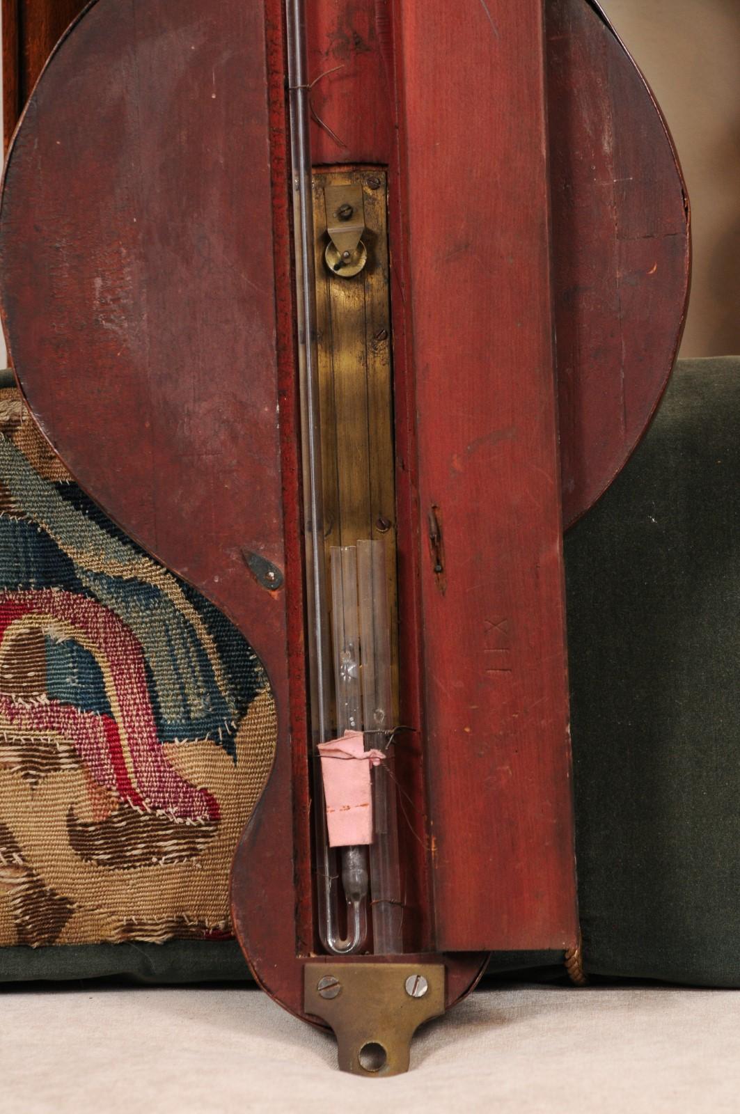 Regency Banjo Barometer in Mahogany with Swan Neck Pediment, England ca. 1820 For Sale 10