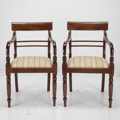 Regency Mahogany Pair of Elbow Chairs Carvers c.1820 (Georgian Dining Armchairs)