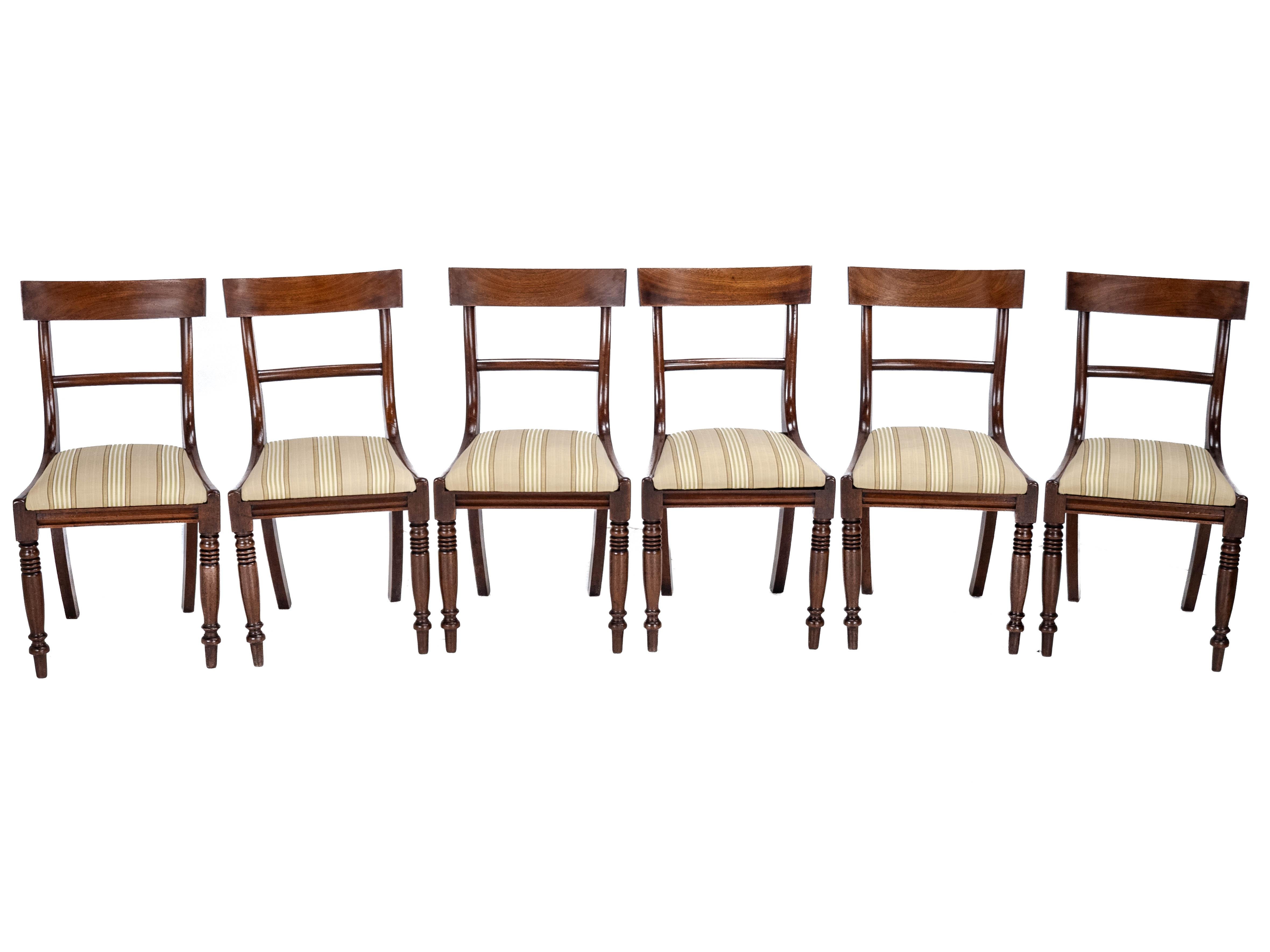 English Regency Bar Back Mahogany Set of 6 Dining Chairs C1820 (Georgian George III IV)