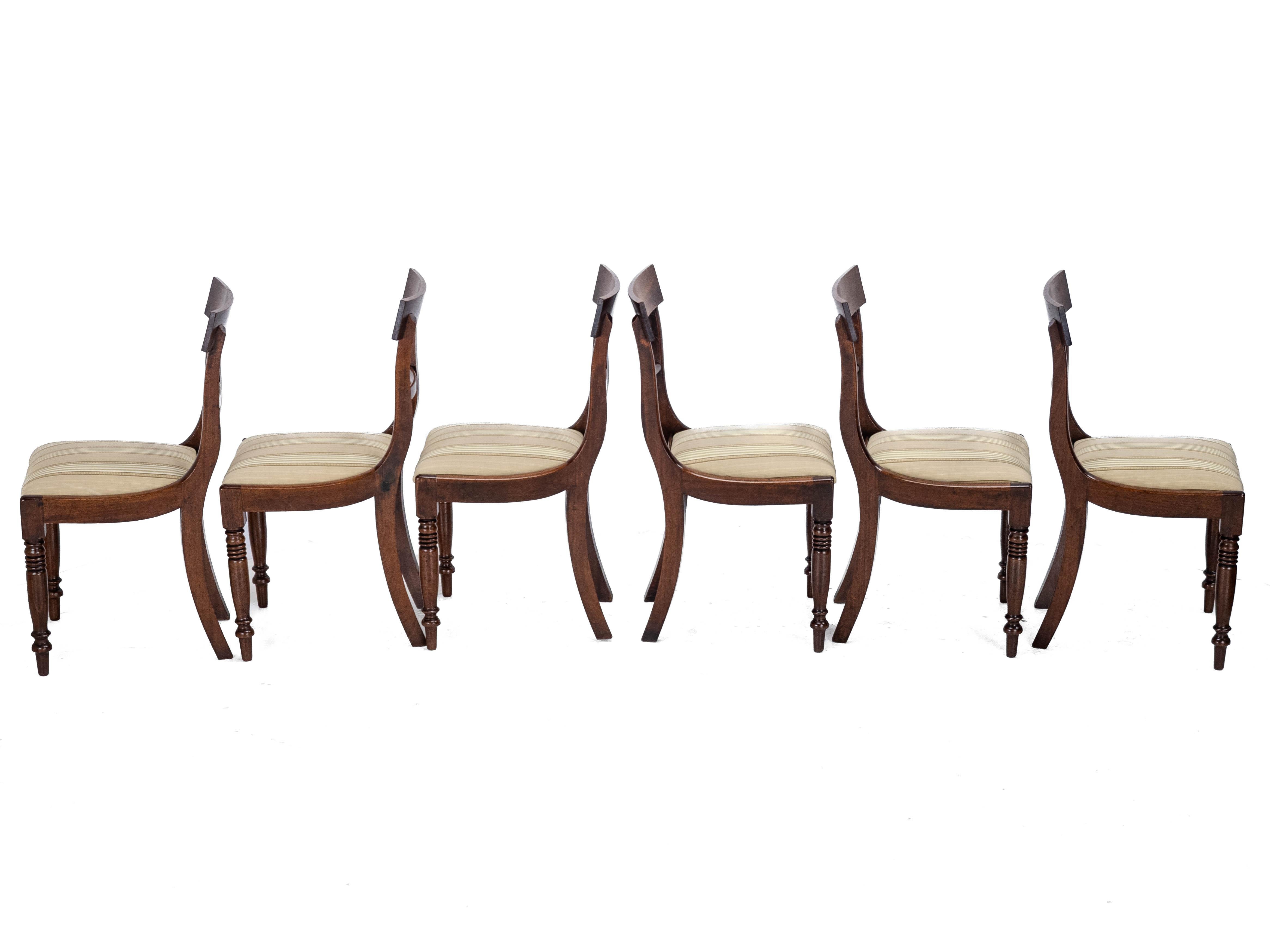 Regency Bar Back Mahogany Set of 6 Dining Chairs C1820 (Georgian George III IV) In Good Condition In Leeds, GB